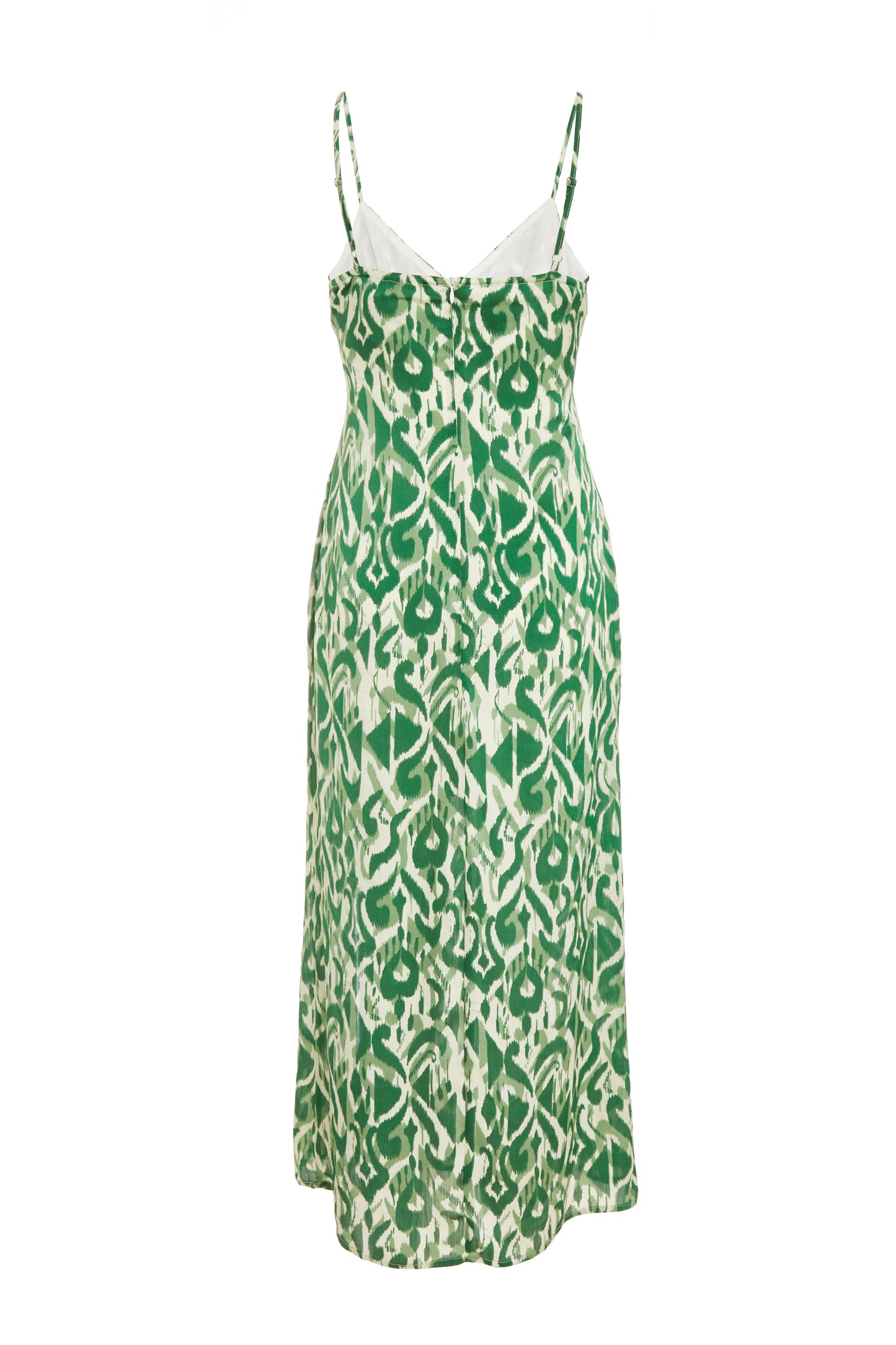 Green Satin Aztec Midaxi Dress