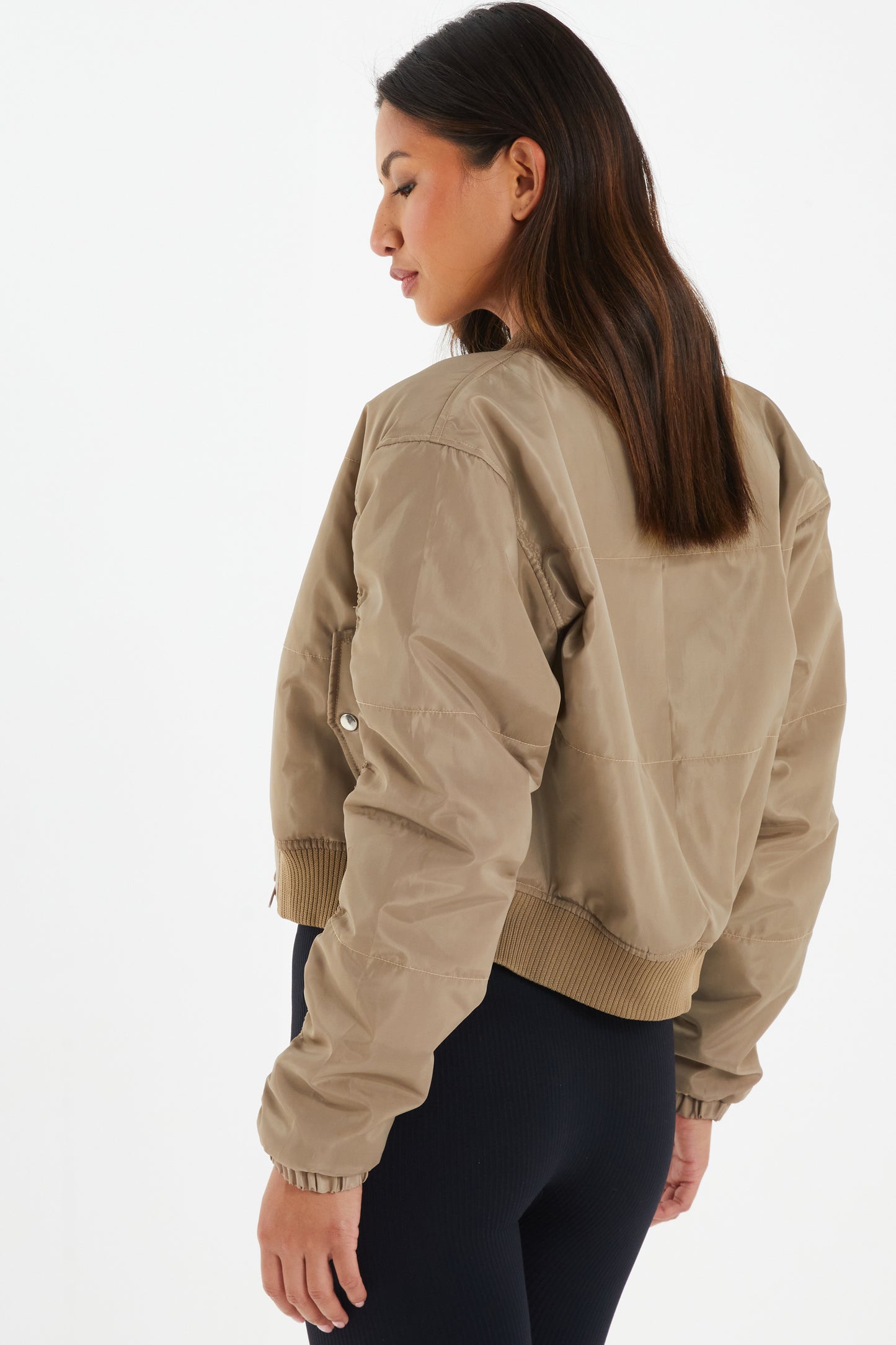 Dark Khaki Stone Shirt Bomber Jacket