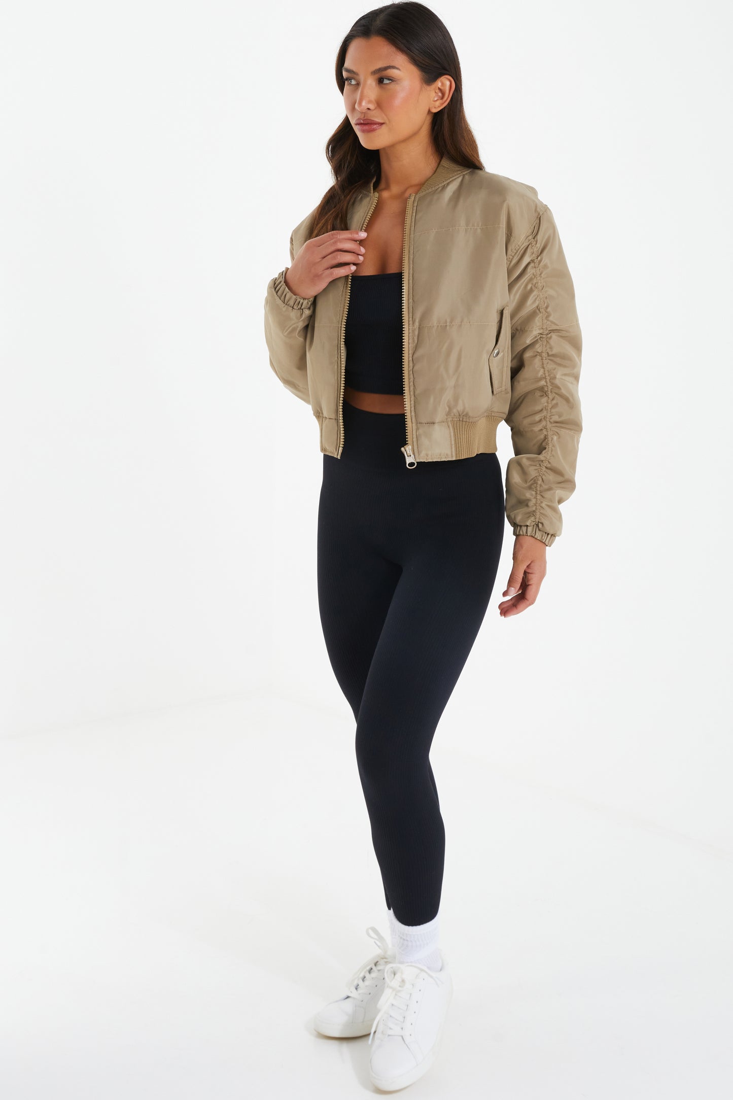 Dark Khaki Stone Shirt Bomber Jacket