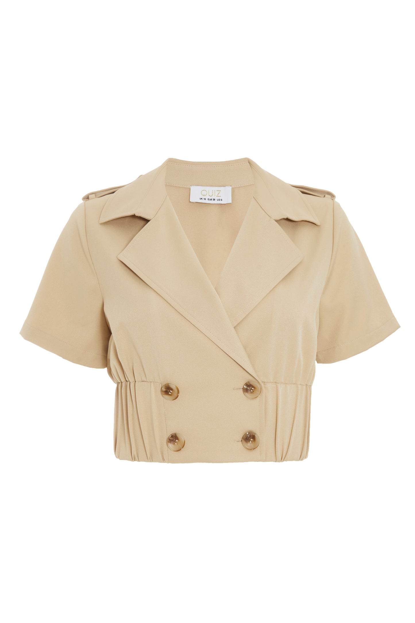 Stone Woven Double Breasted Crop Jacket