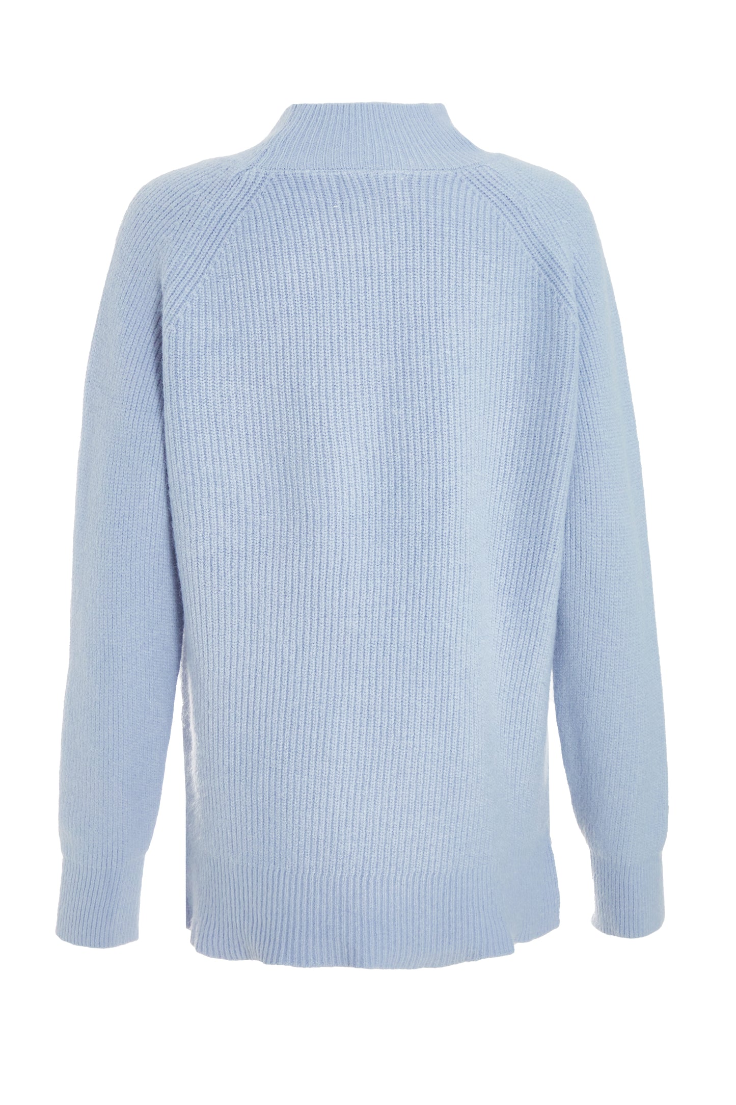 Blue Fluffy Knit High Neck Jumper