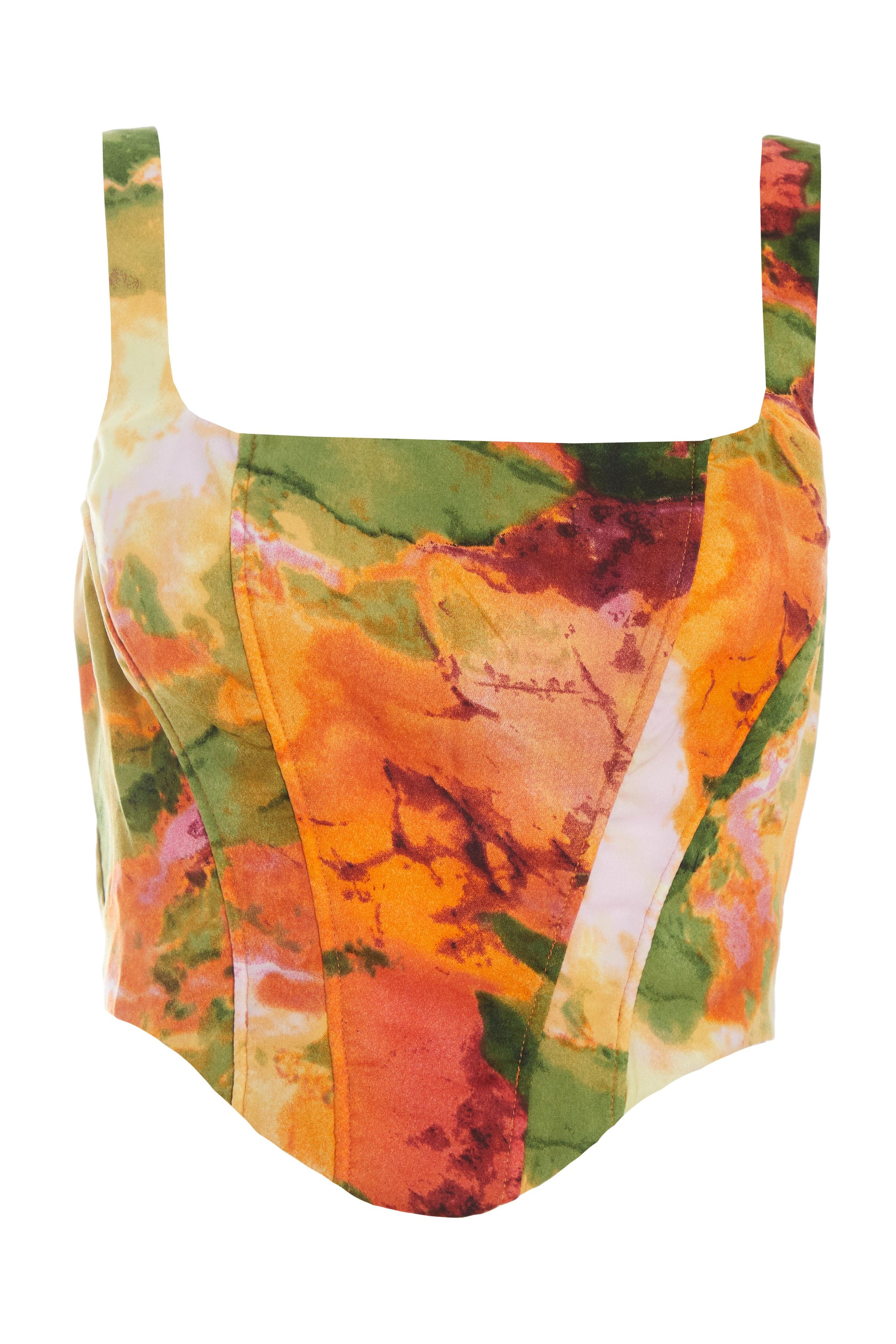 Multicoloured Marble Print Corset Crop Top â€” 12