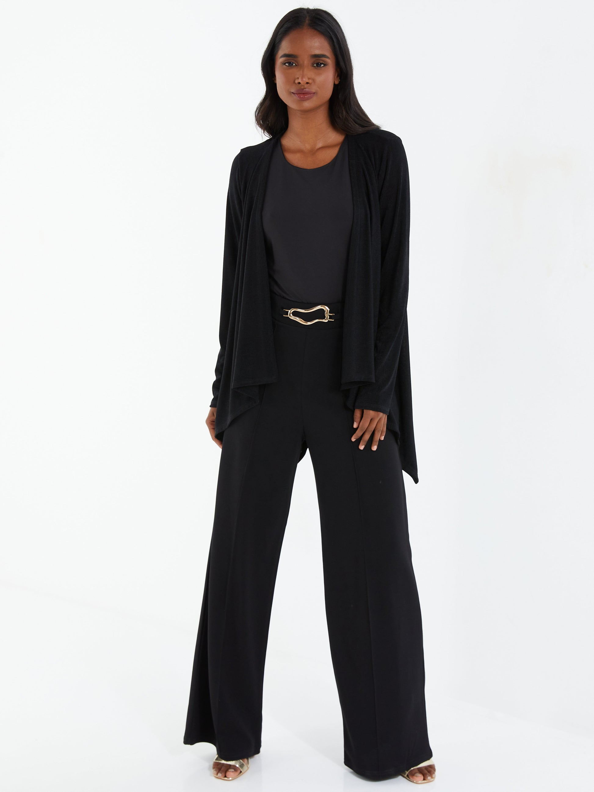 Black Light Knit Waterfall Carrdigan — S Small 6 / Black