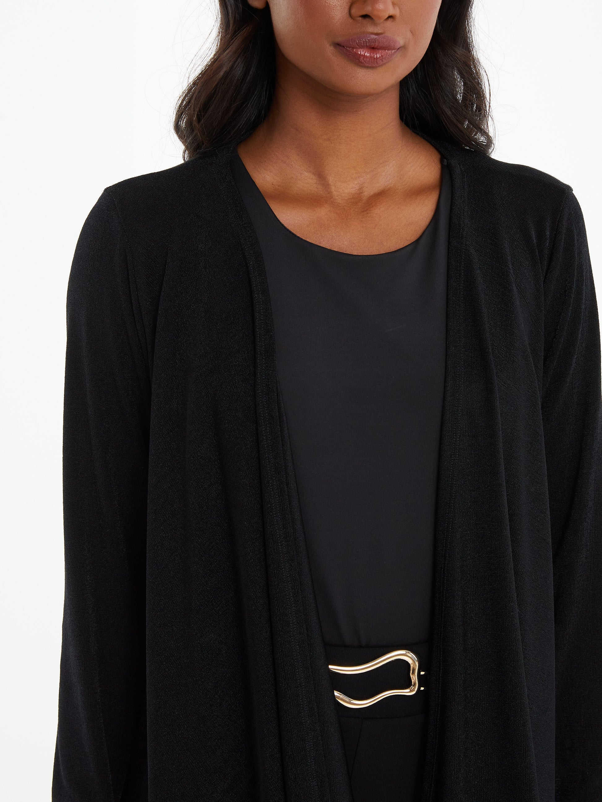 Black Light Knit Waterfall Carrdigan — S Small 6 / Black