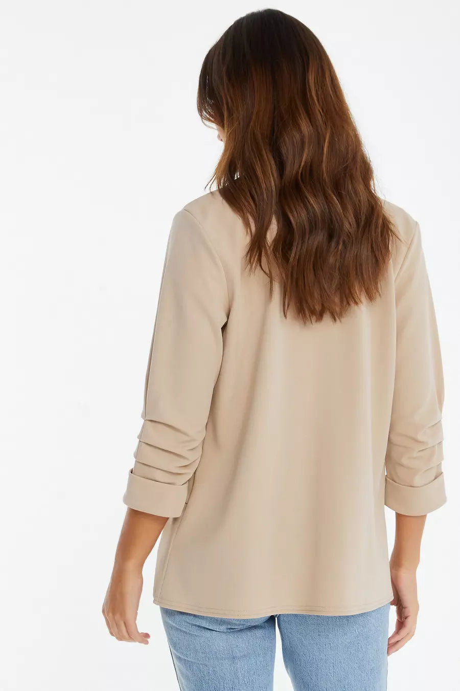 Stone Ruched Sleeve Blazer