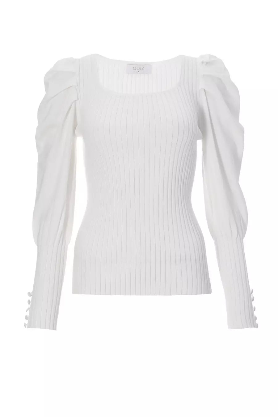 Cream Light Knit Puff Sleeve Jumper