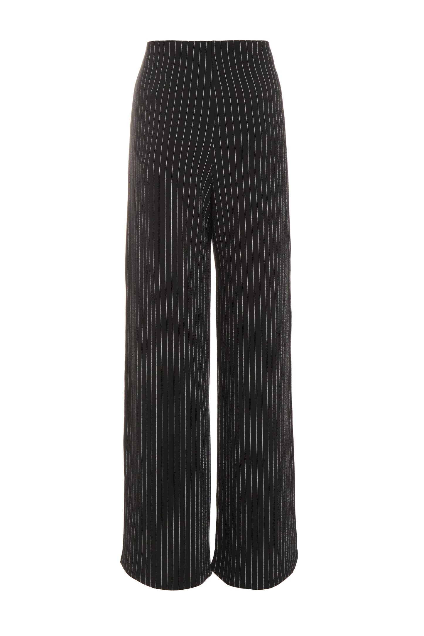 Black/White Scuba Crepe Pinstripe Button Palazzo Trousers