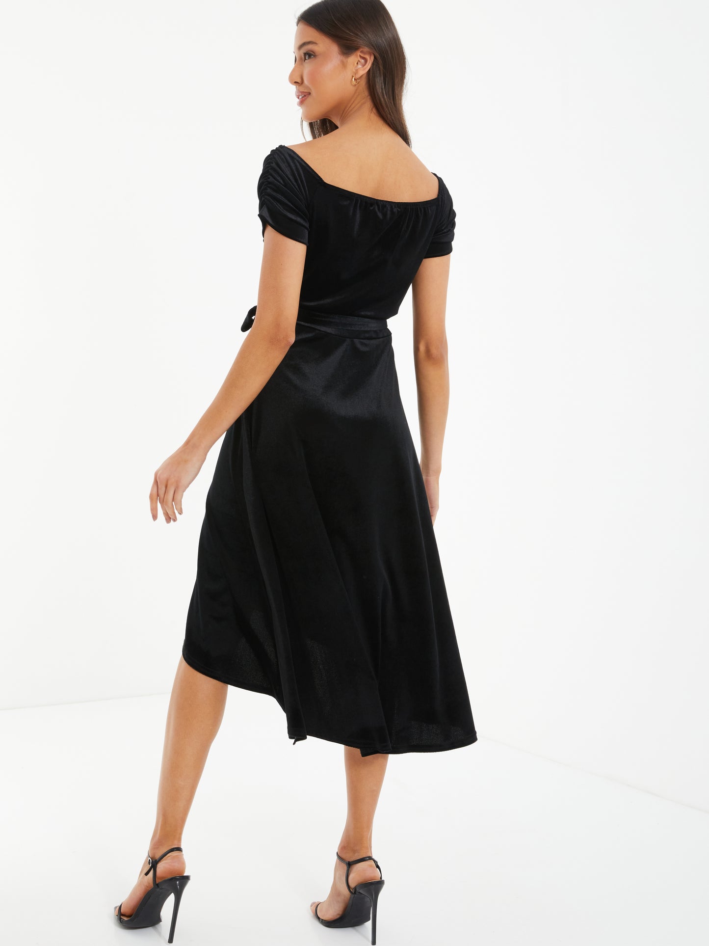 Black Velvet Bardot Dress