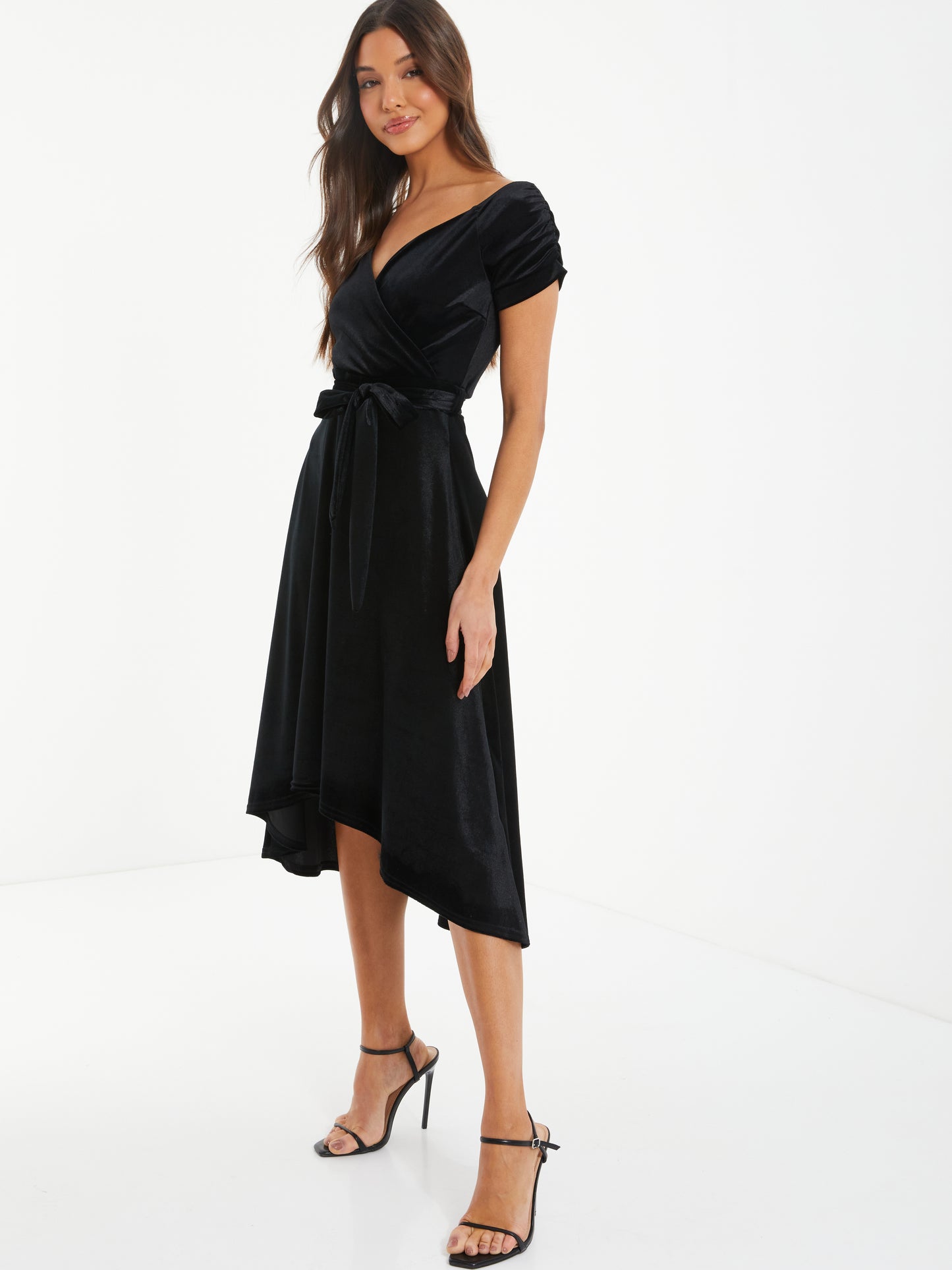 Black Velvet Bardot Dress
