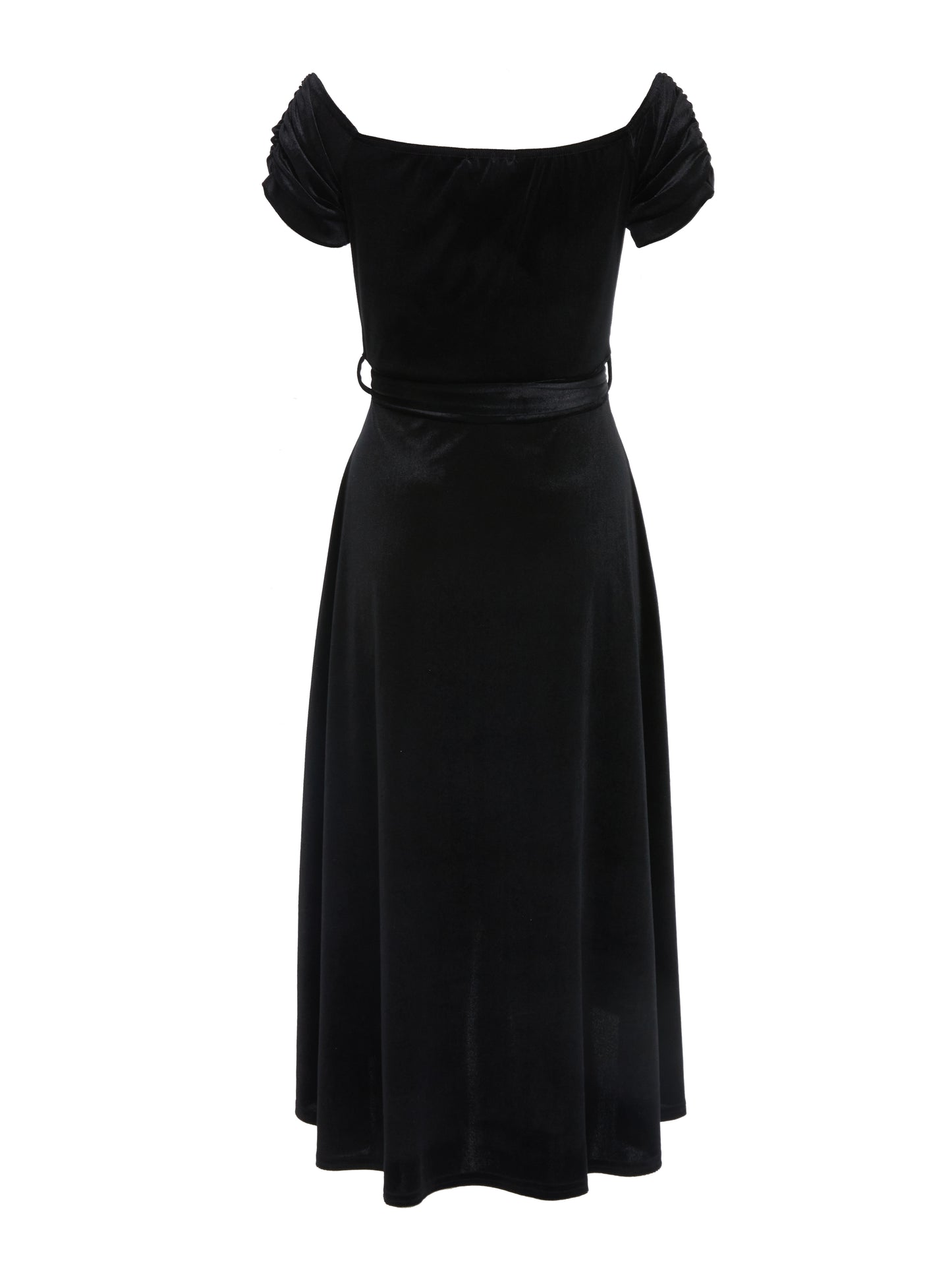 Black Velvet Bardot Dress