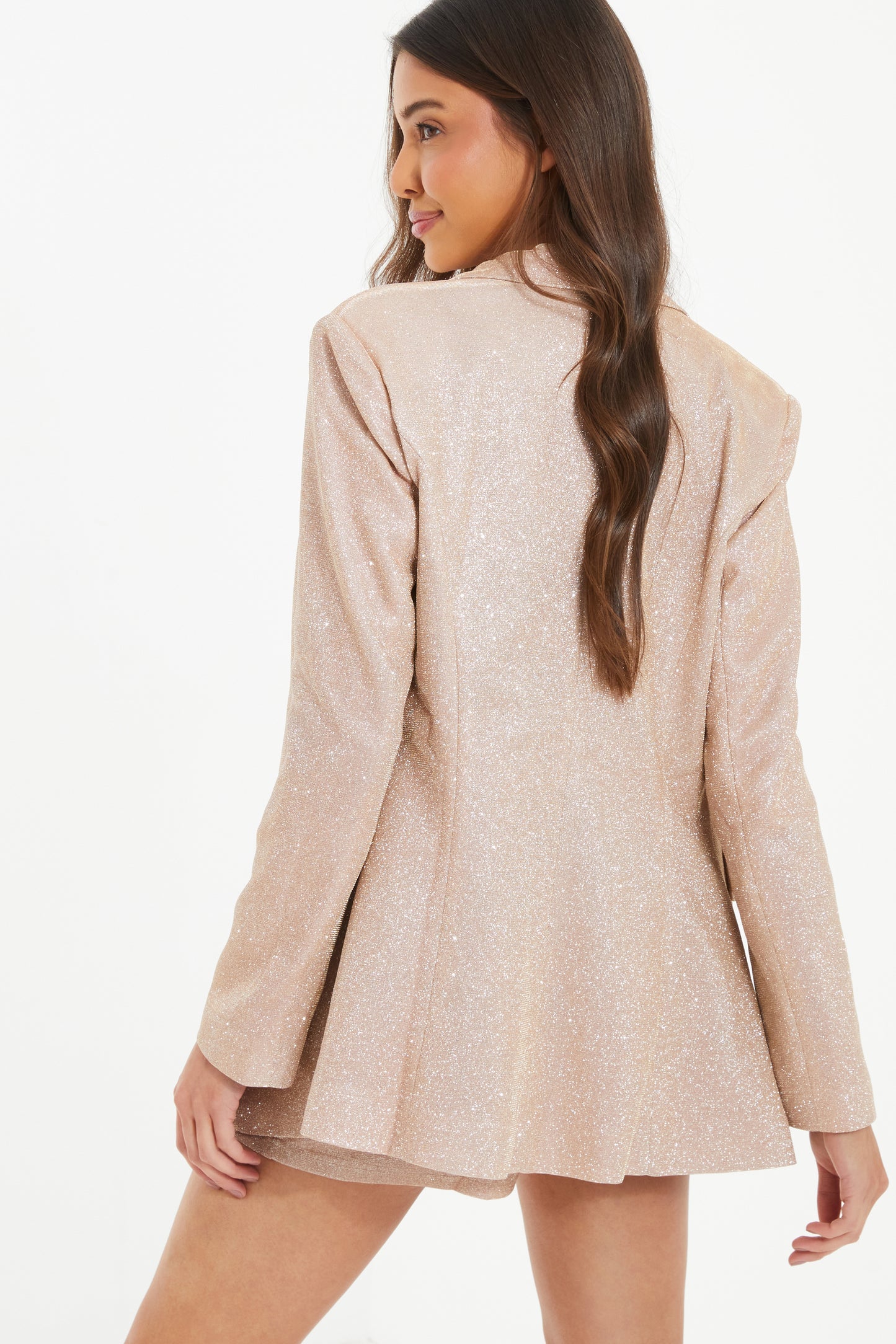 Champagne Glitter Woven Tailored Blazer