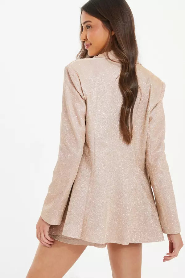 Champagne Glitter Tailored Blazer