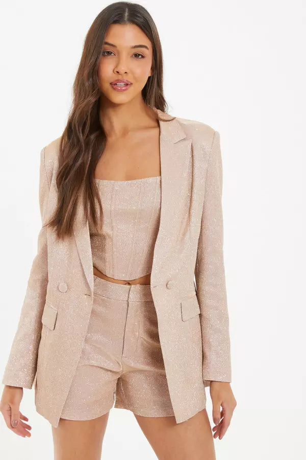 Champagne Glitter Tailored Blazer