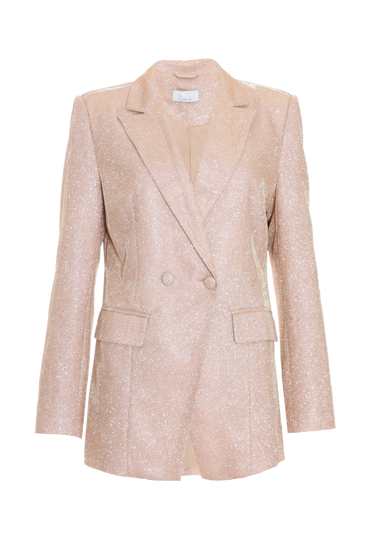 Champagne Glitter Woven Tailored Blazer
