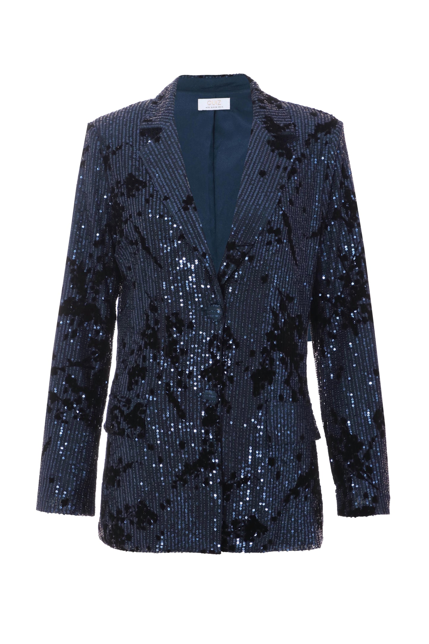 Navy Sequin Flocked Tailored Blazer