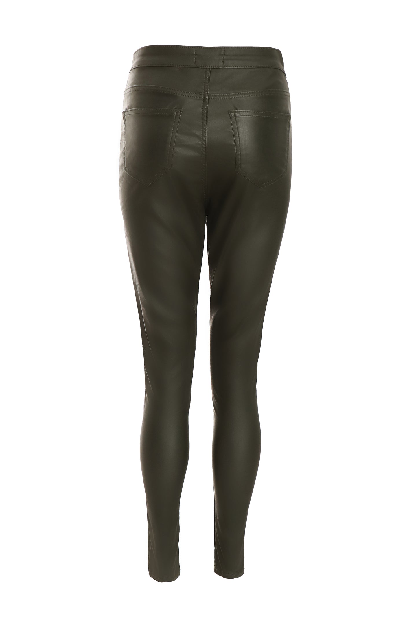 Khaki High Waist Detail Trousers