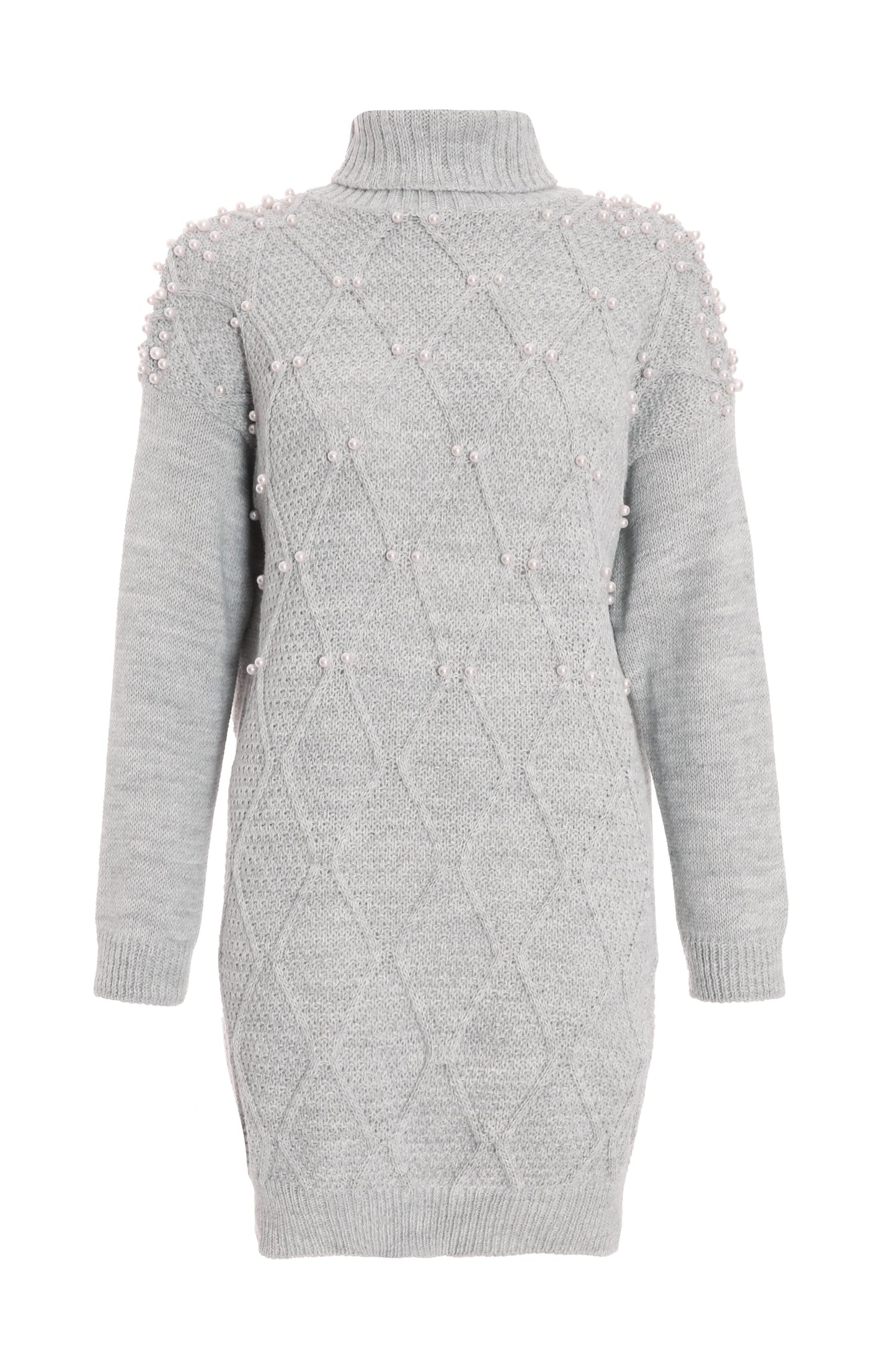 Knitted Pearl Embellished Jumper Dress