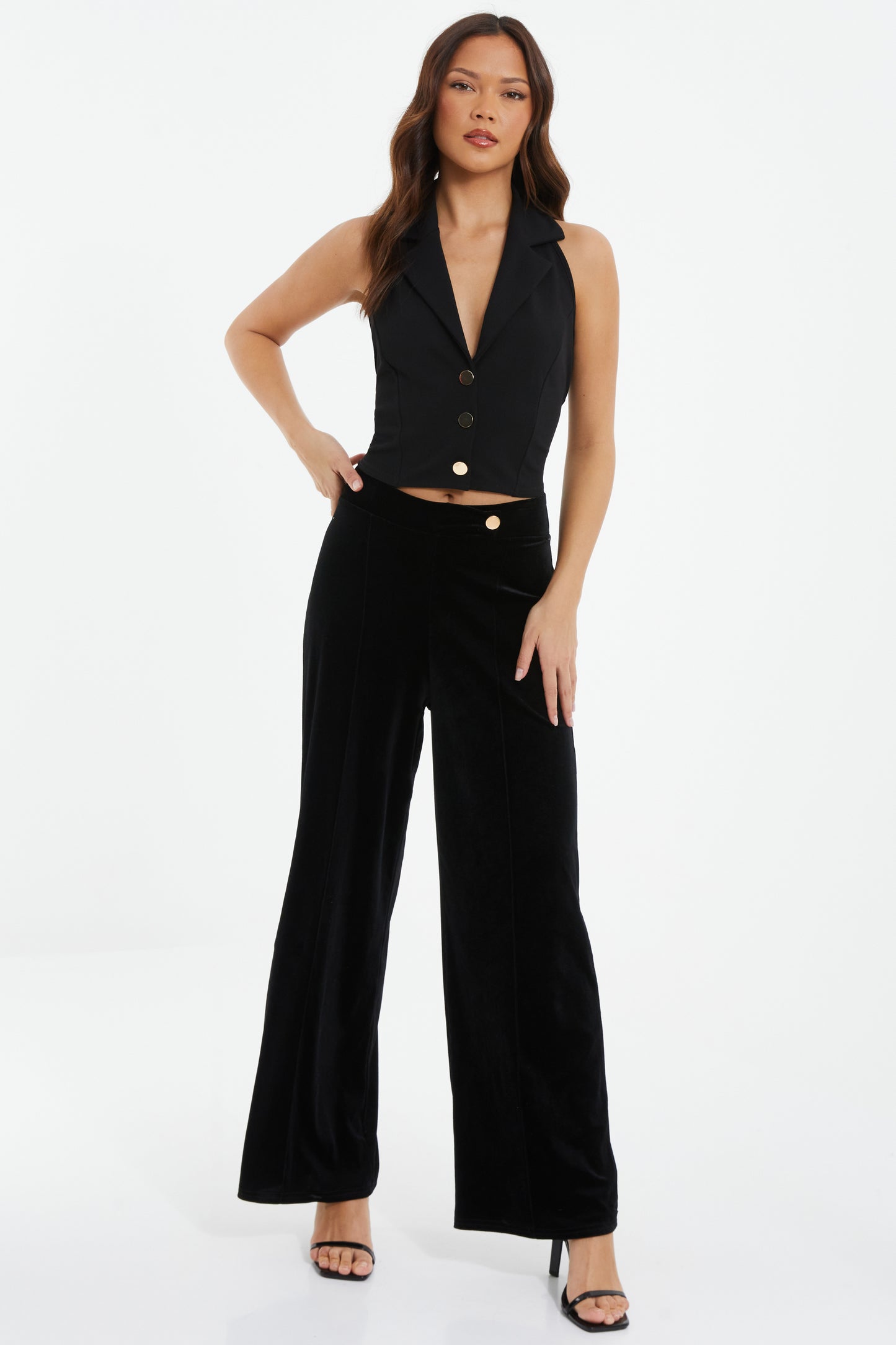 Black Velvet Palazzo Trousers