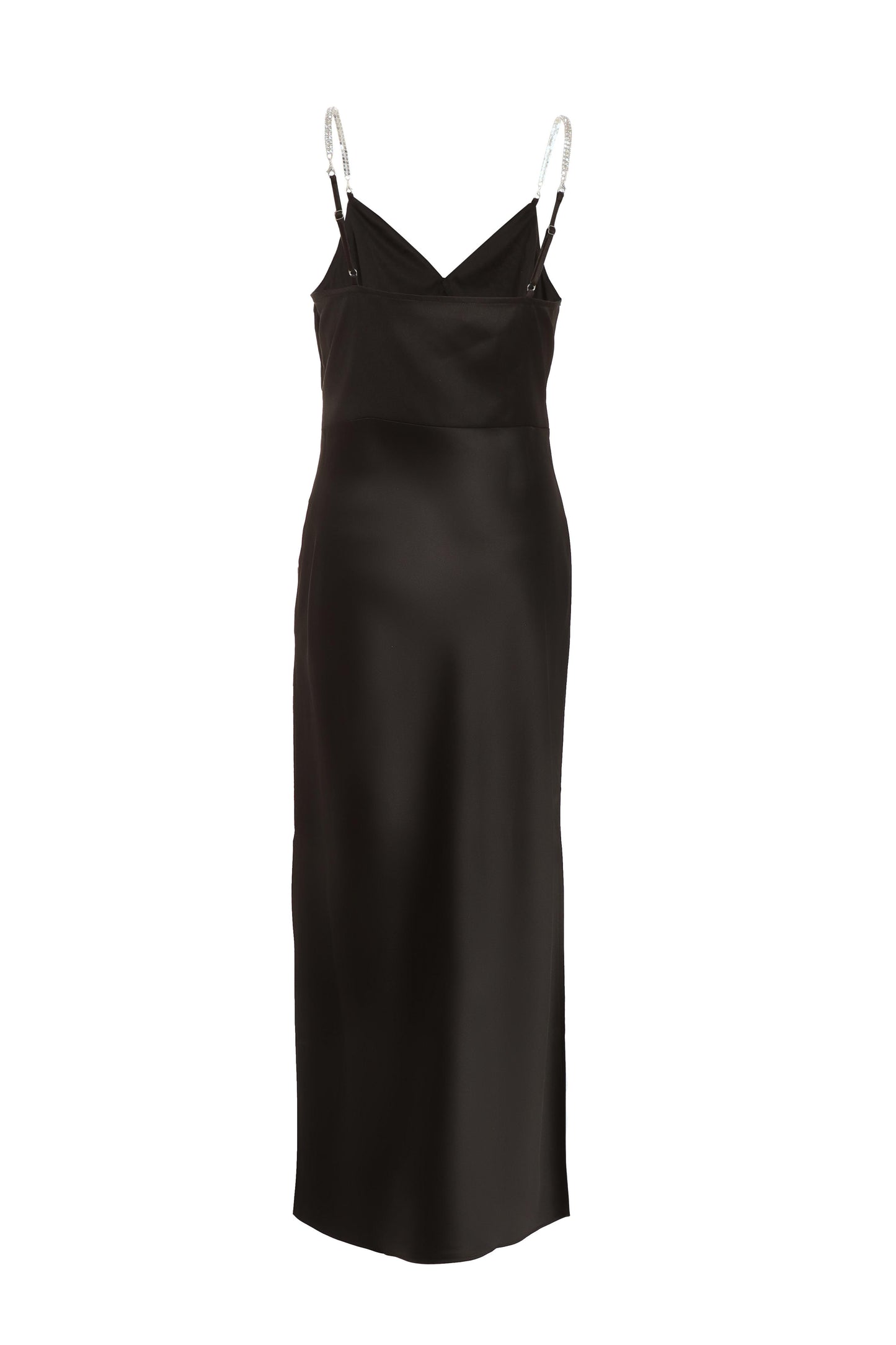 Black Satin Midi Dress