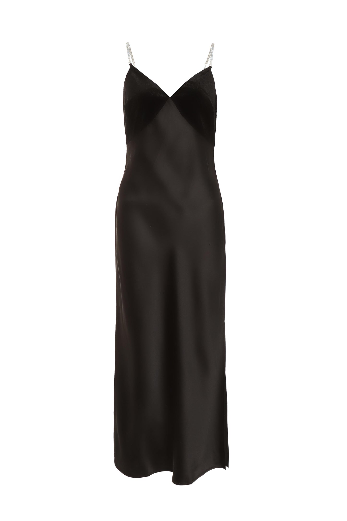 Black Satin Midi Dress