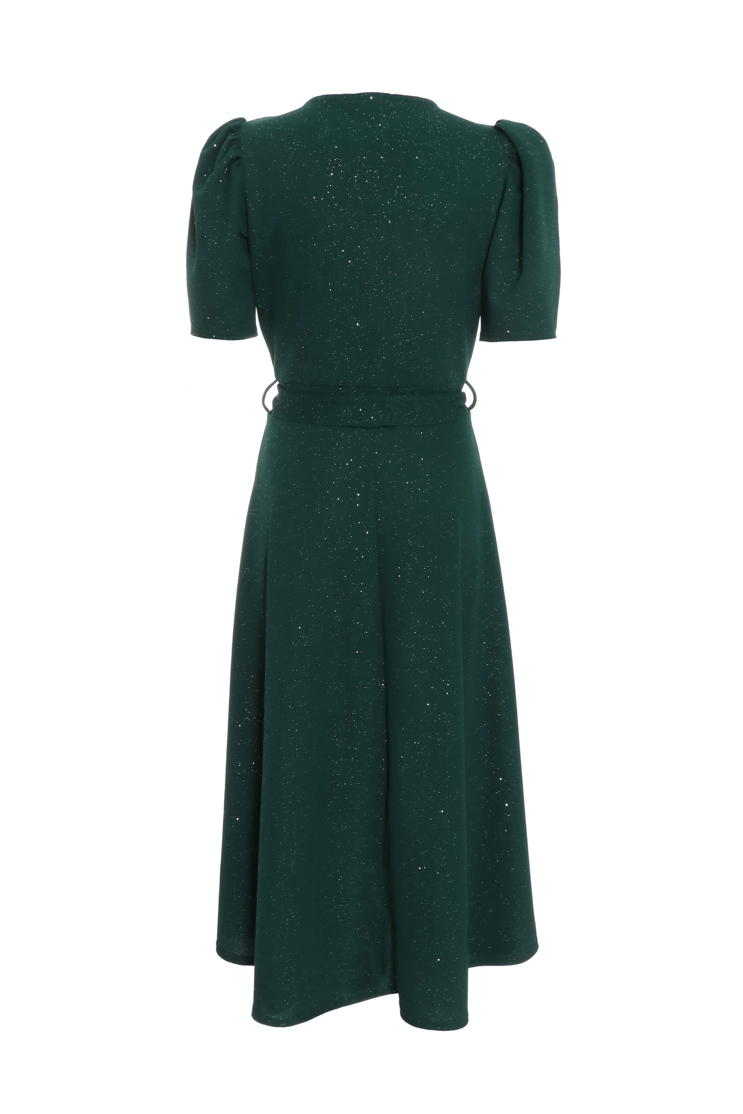Bottle Green Glitter Wrap Dress