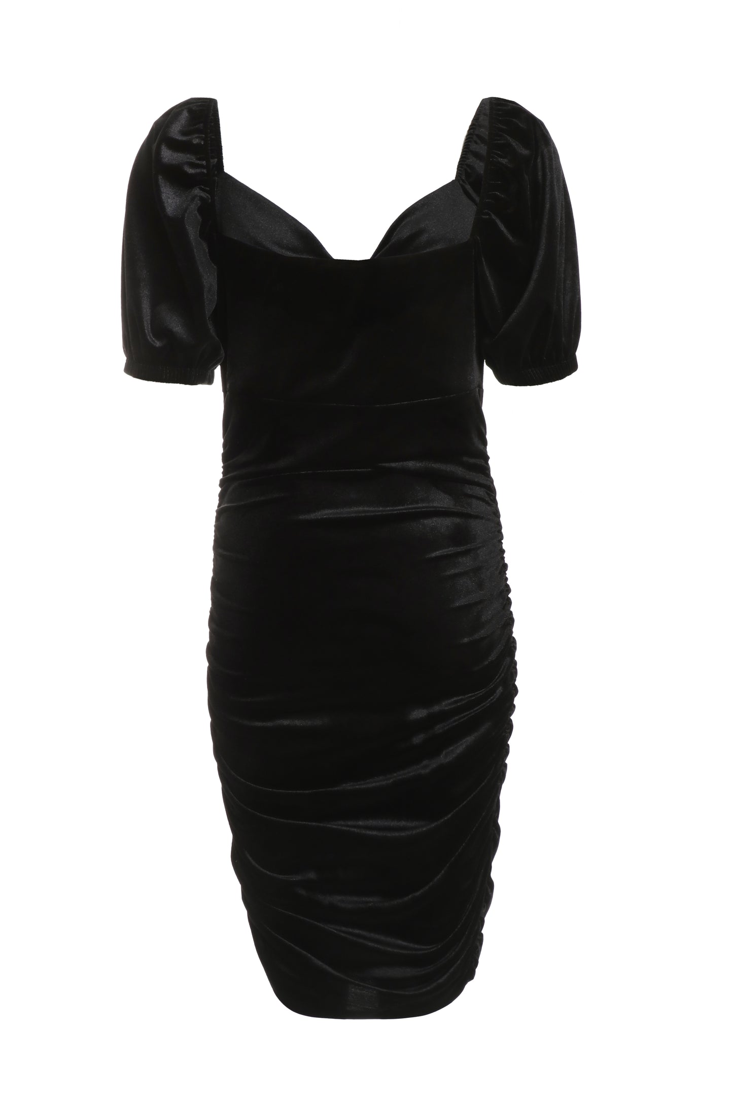 Black Velvet Diamanté Buckle Puff Sleeve Mini Dress