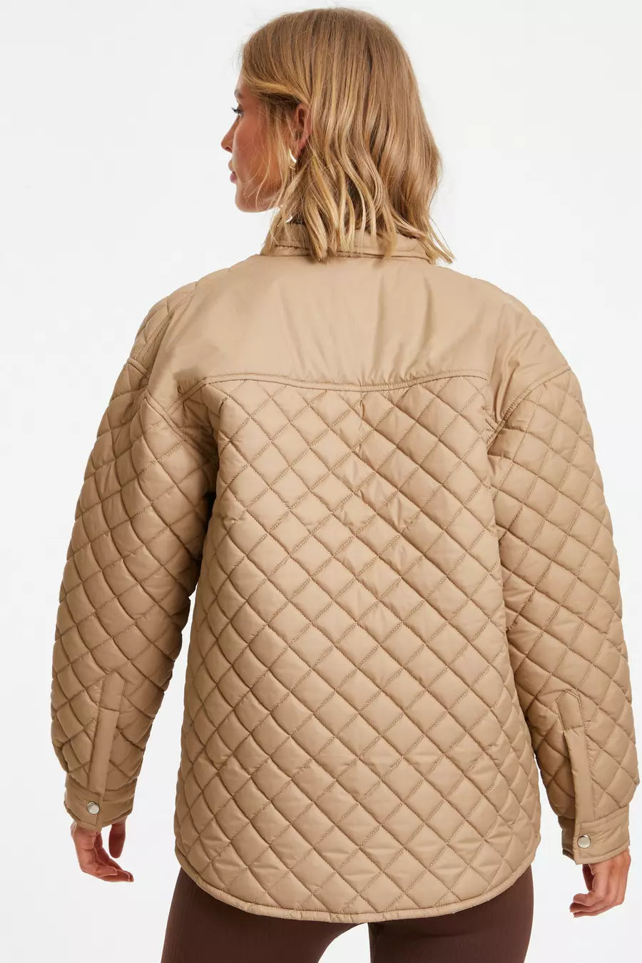 Stone Quilted Shacket — S Small 6