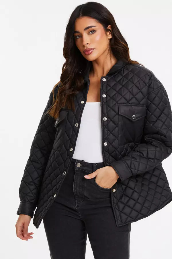 Black Quilted Shacket