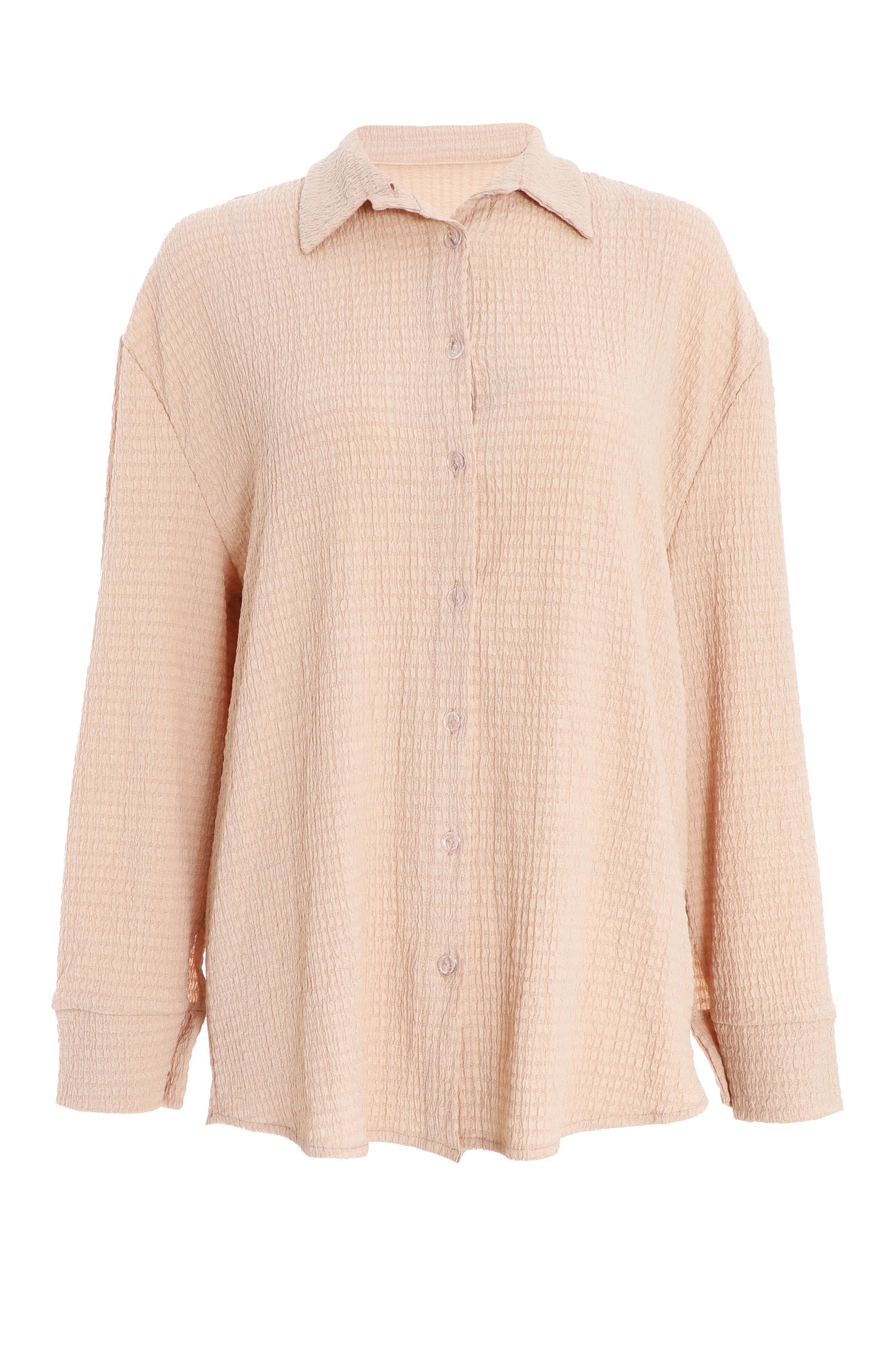 Stone Long Sleeve Textured Button Down Shirt