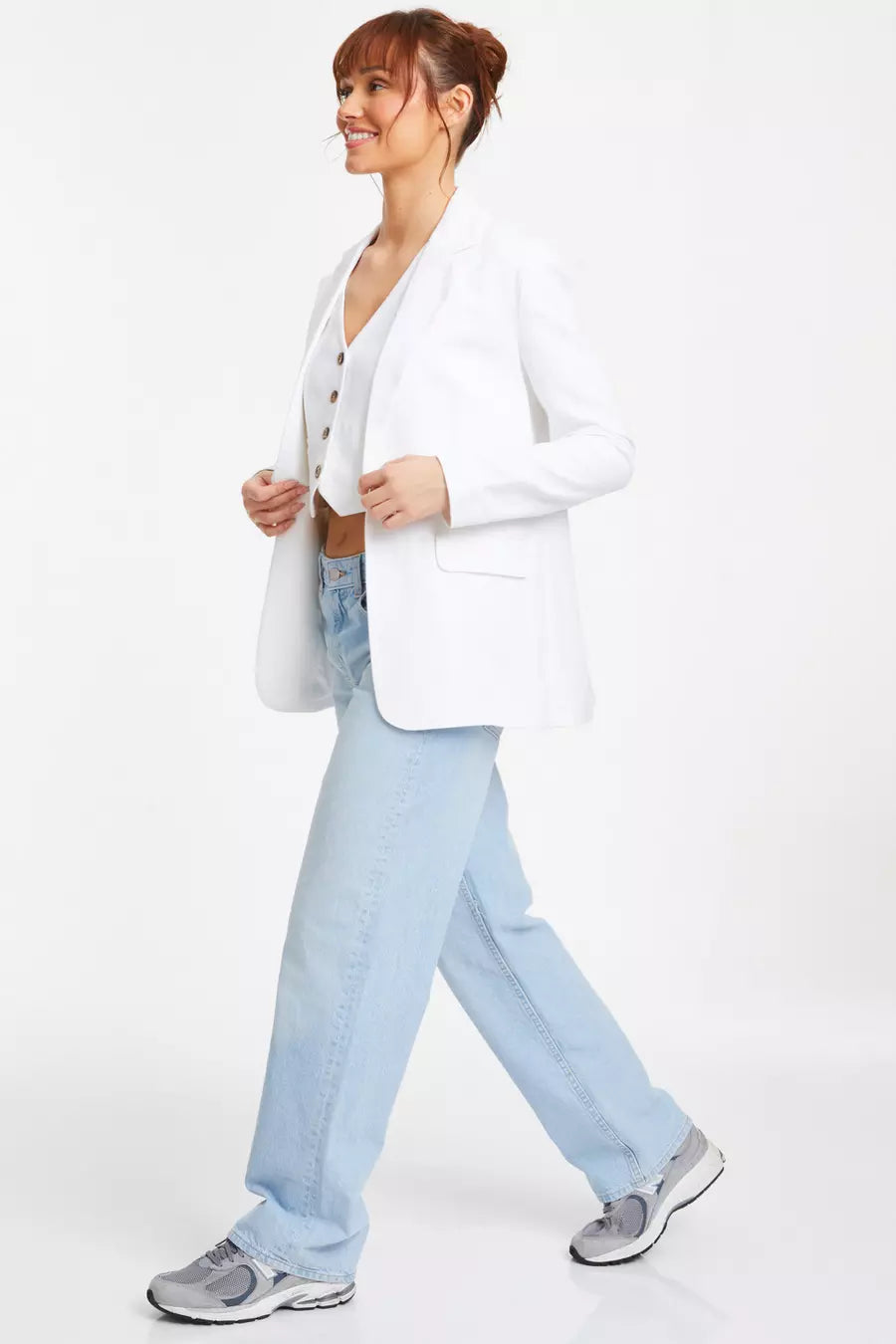 White Linen Look Blazer — 14