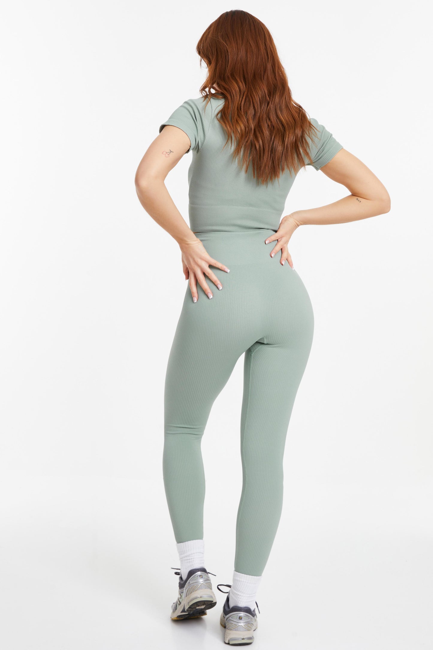 Sage Knit Ribbed Leggings