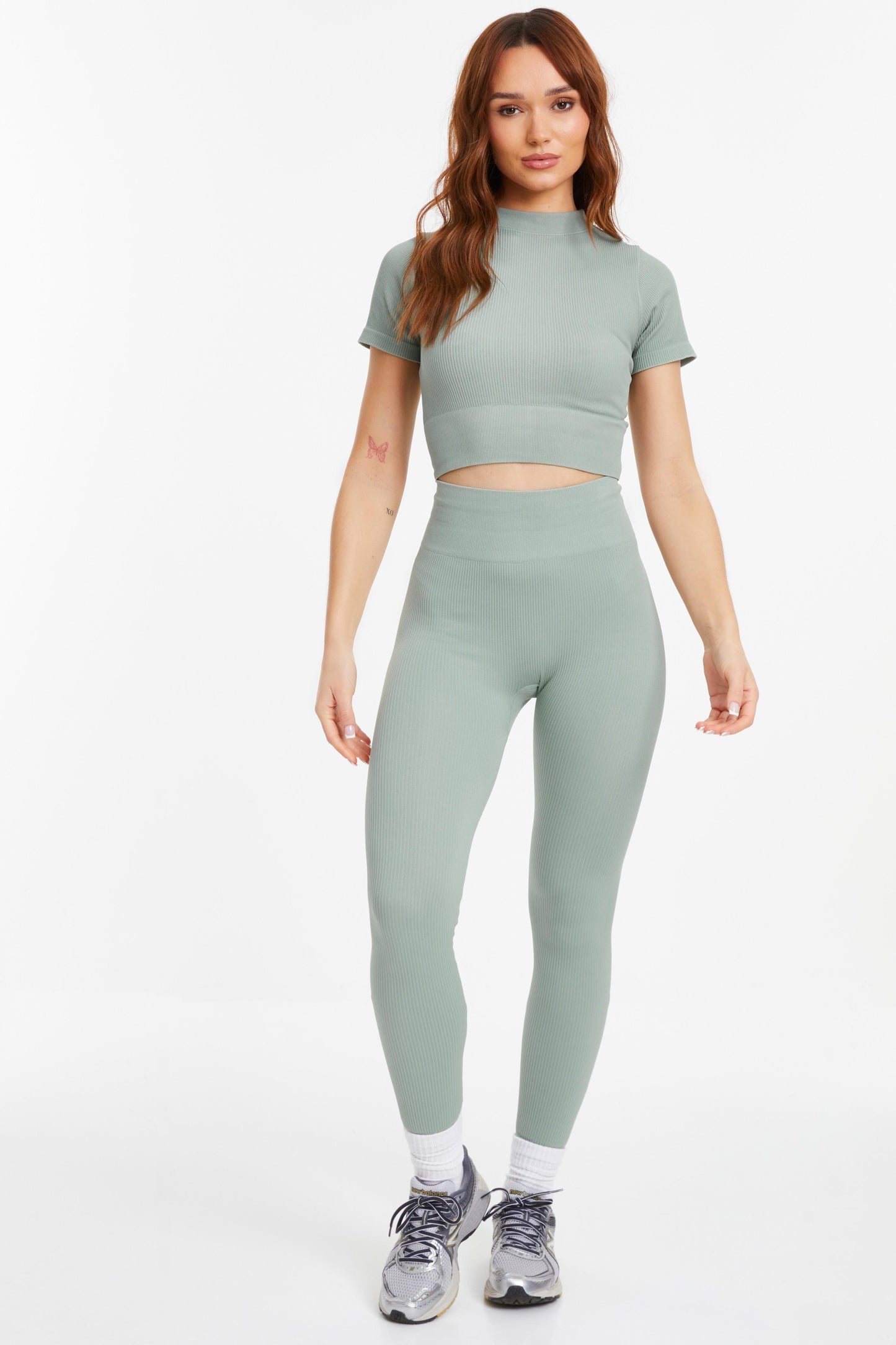 Sage Knit Ribbed Leggings