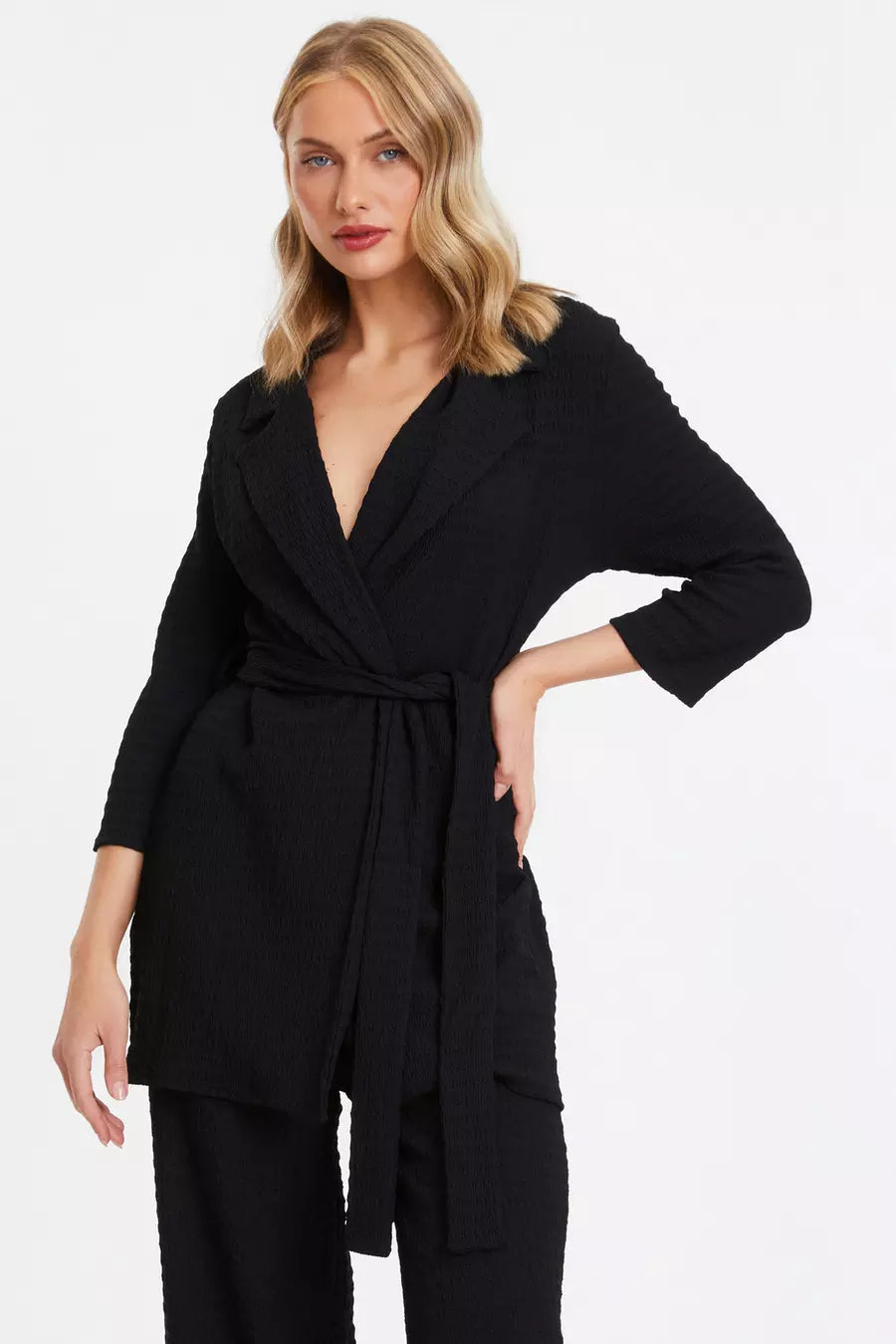 Black Tie Front Blazer — 10