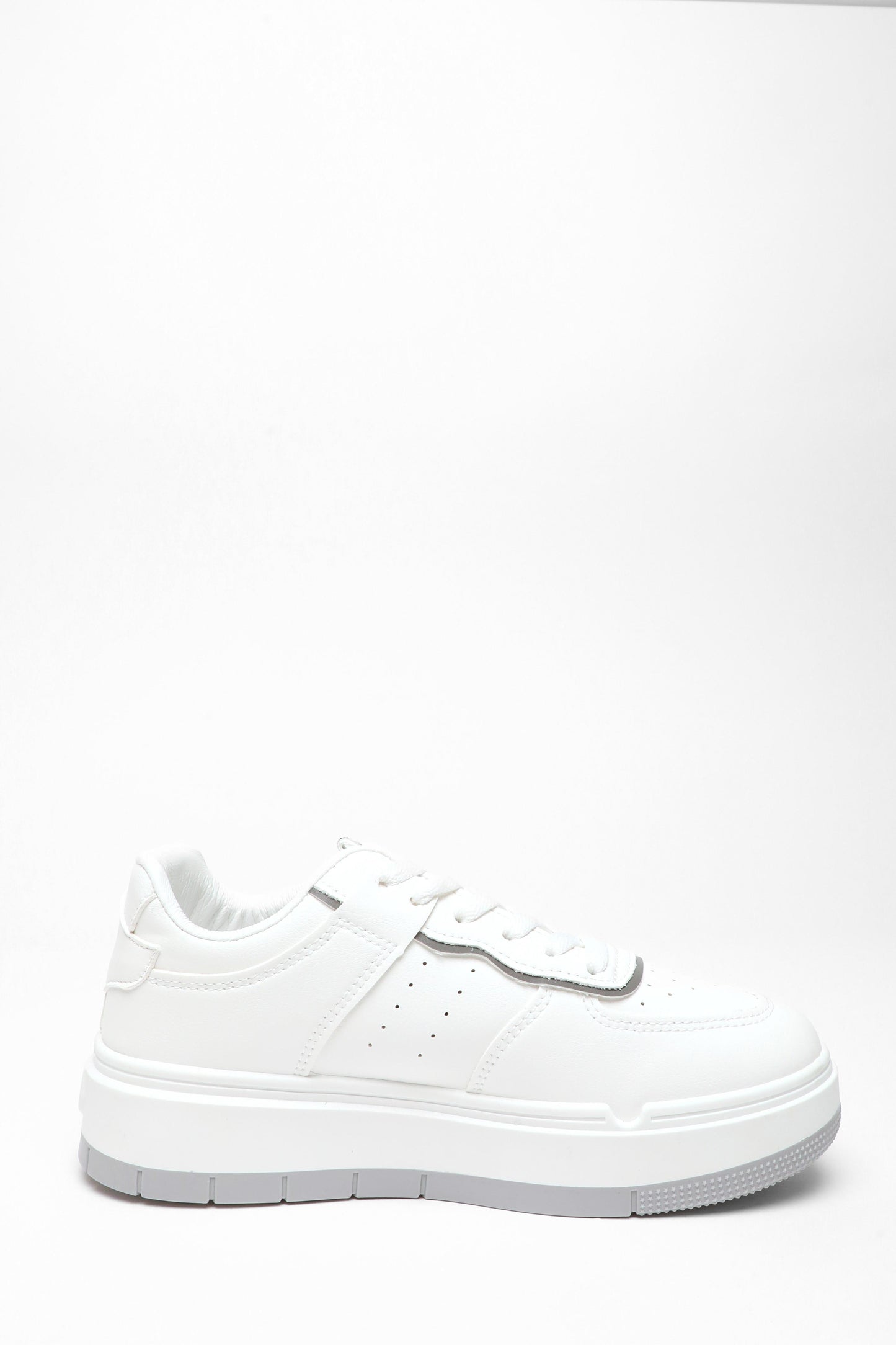 White Faux Leather Chunky Trainers