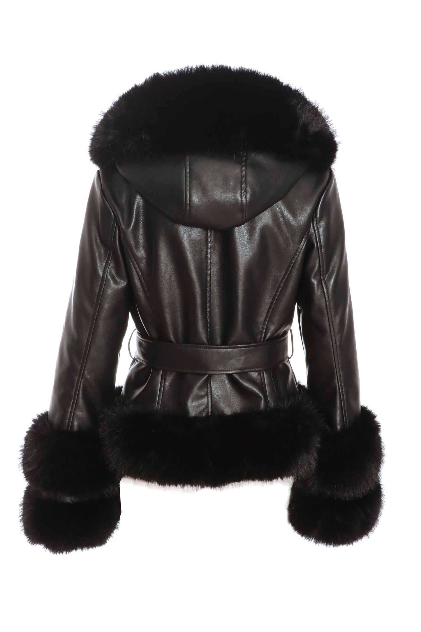 Black Faux Leather Peplum Jacket