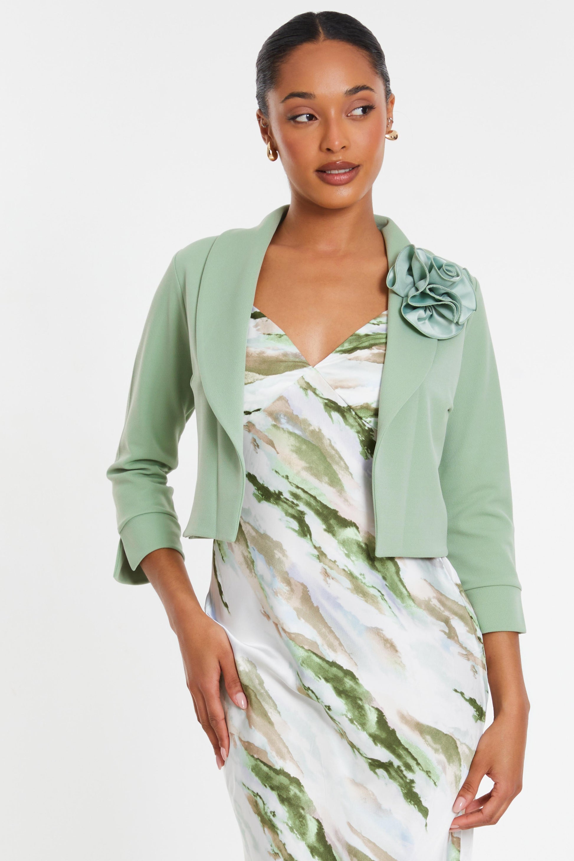 Sage Green Corsage Crop Jacket — 12