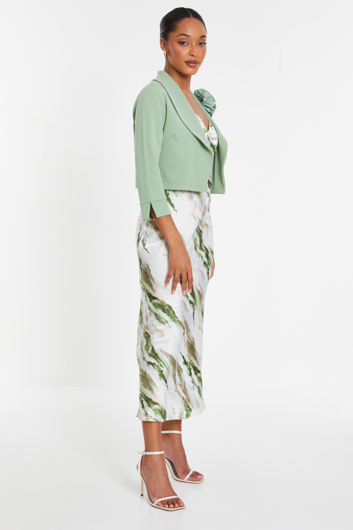 Sage Green Corsage Crop Jacket