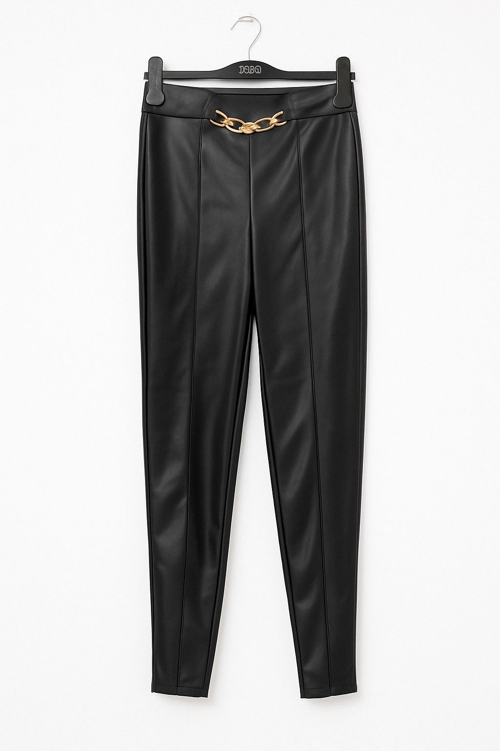 BLK PU SPLT HEM GLD CHN BLT LEG â€” 14