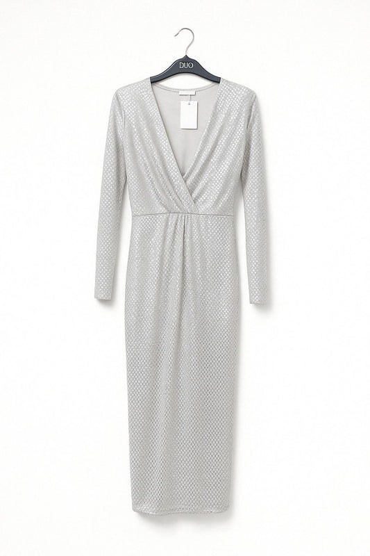 White Sequin Wrap Dress â€” 16