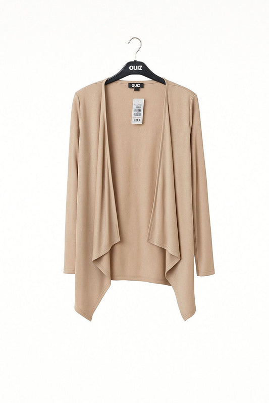 STONE LIGHT KNIT WATERFALL CARDIGAN â€” L