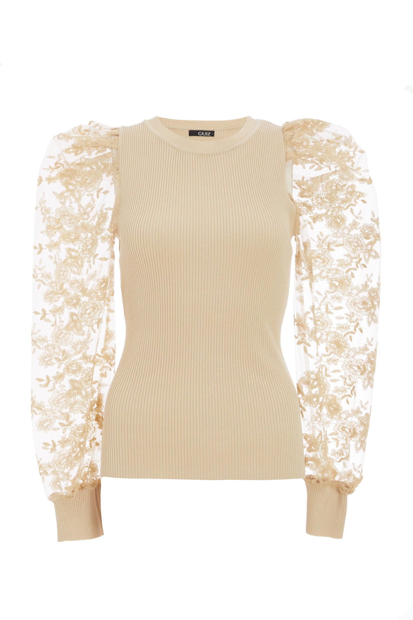 Stone Lace Puff Sleeve Jumper