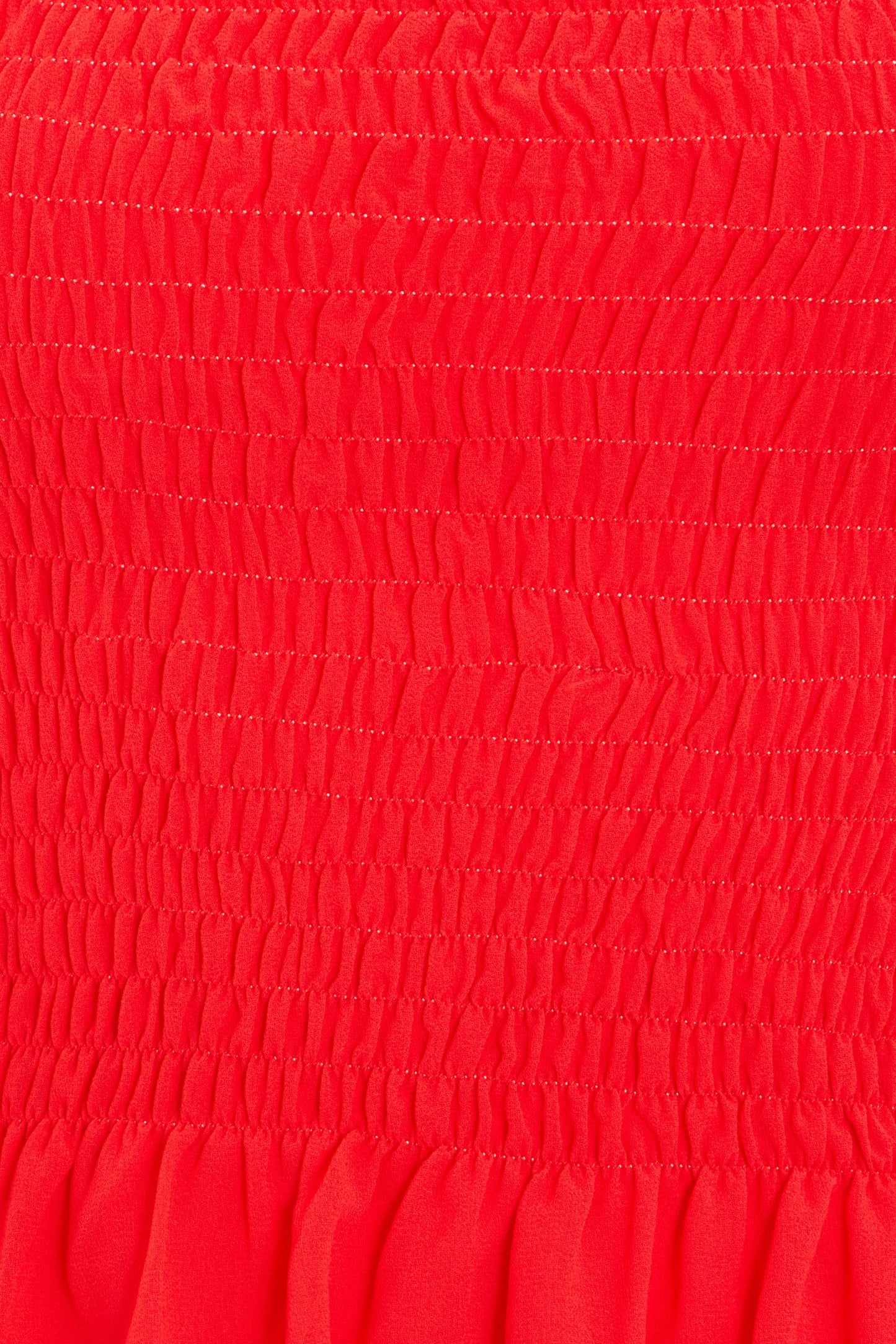 Red Chiffon Shirred Peplum Top