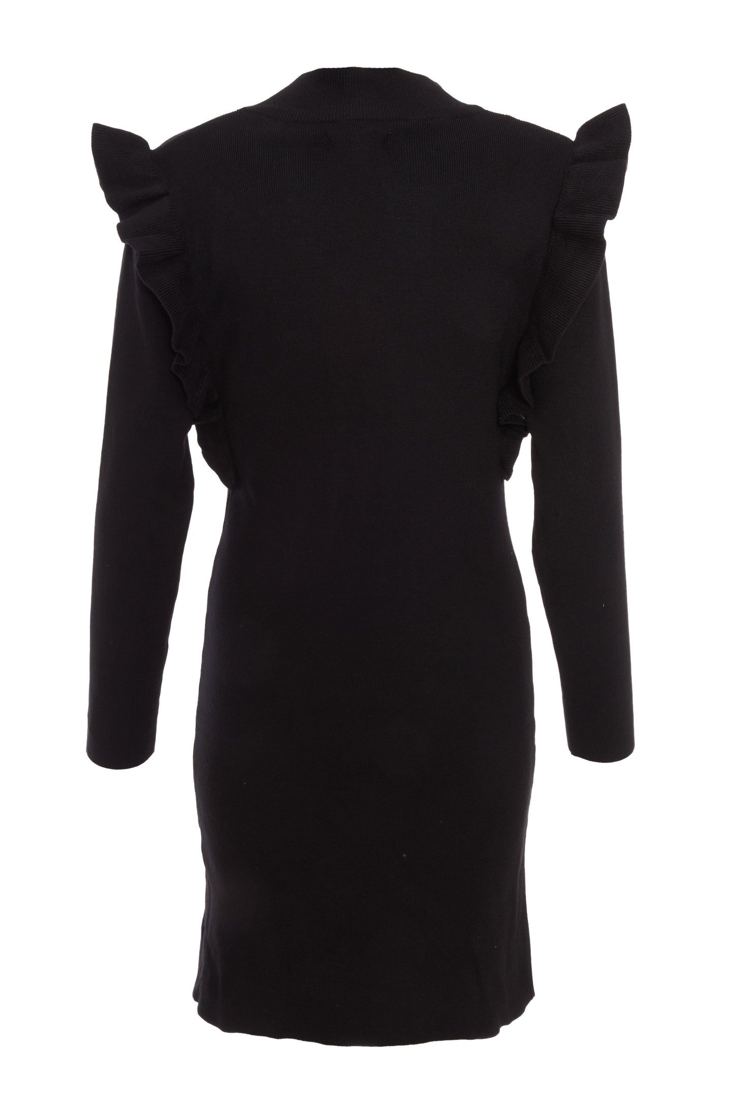 Black Knitted Frill Jumper Dress