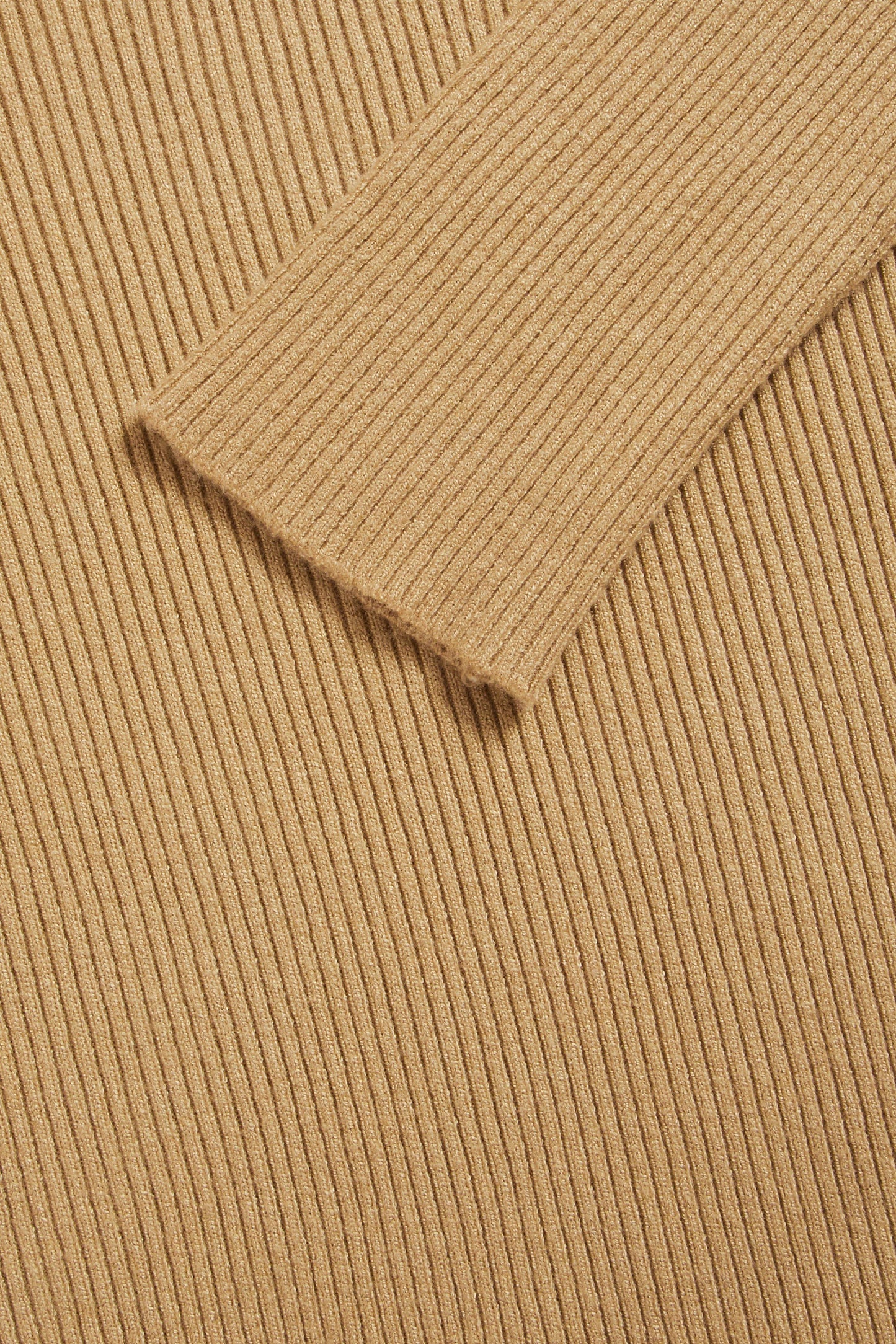 Camel Knitted Roll Neck Top