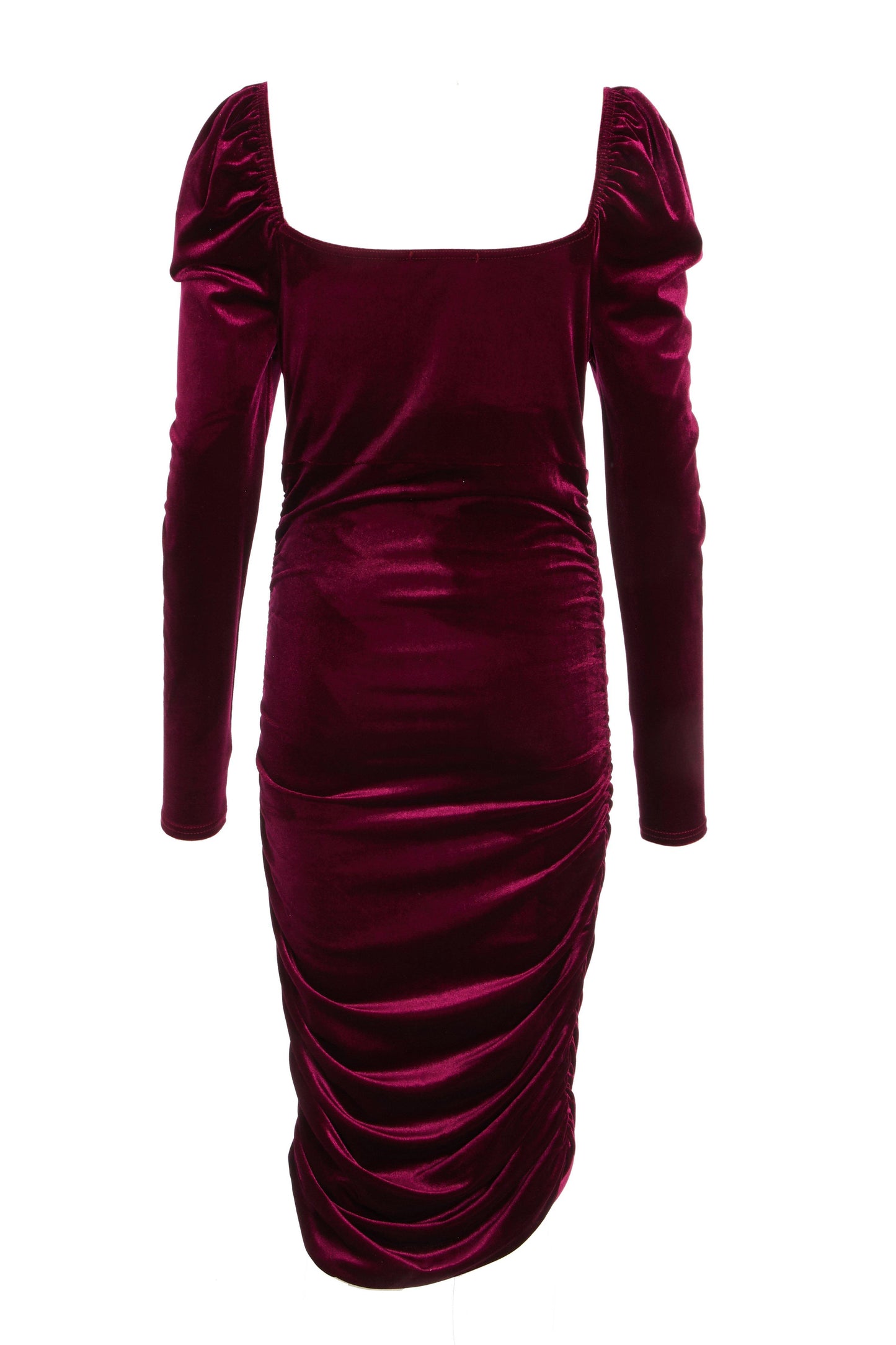 Berry Velvet Knot Front Midi Dress