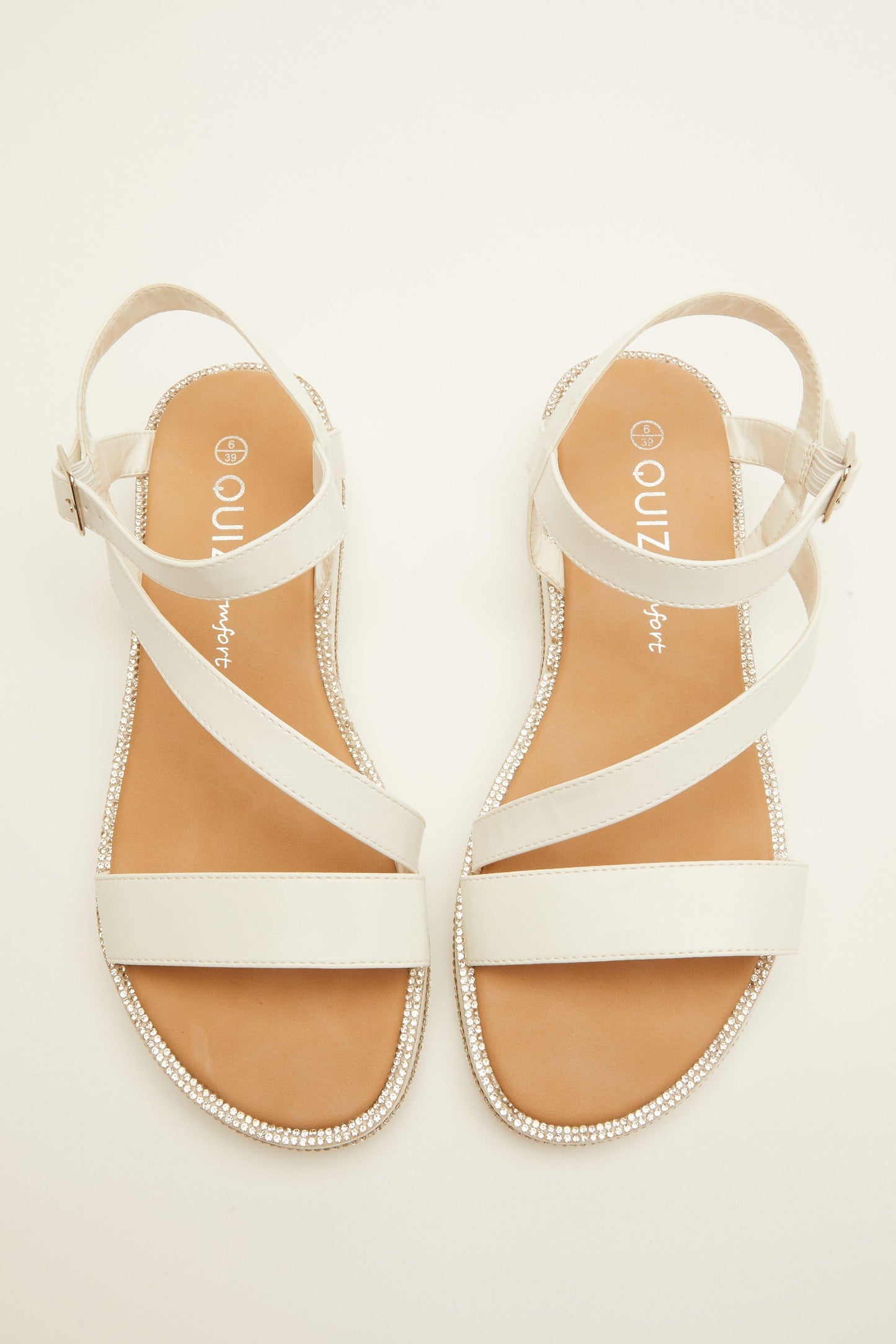 White Faux Leather Flatform Sandals
