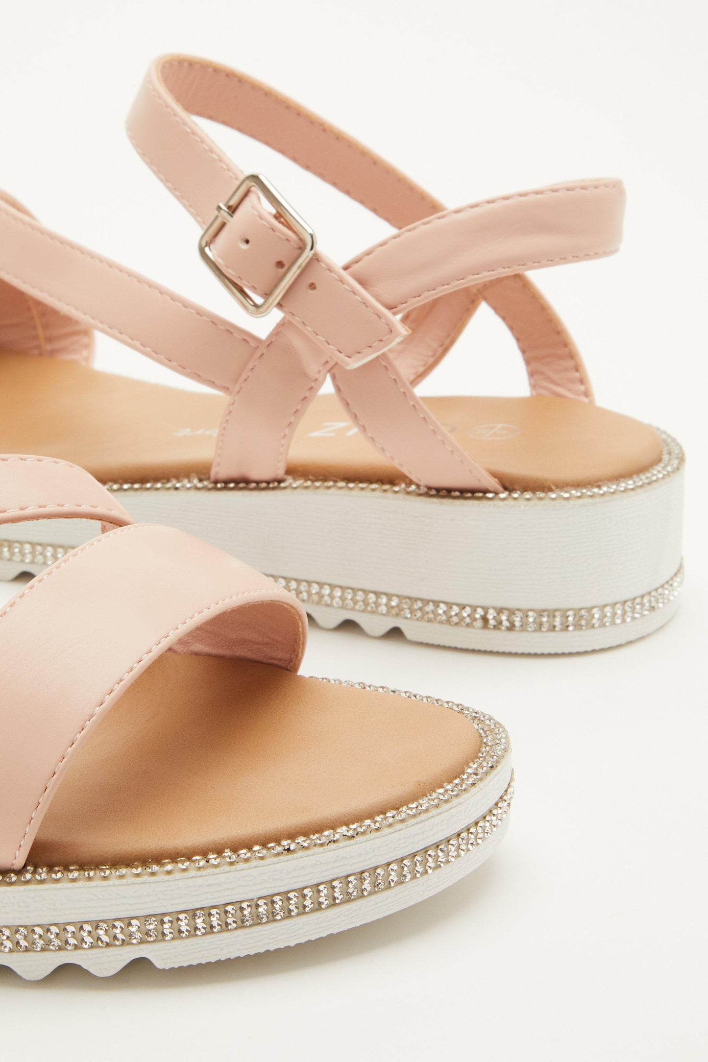 Pink Faux Leather Flatform Sandals