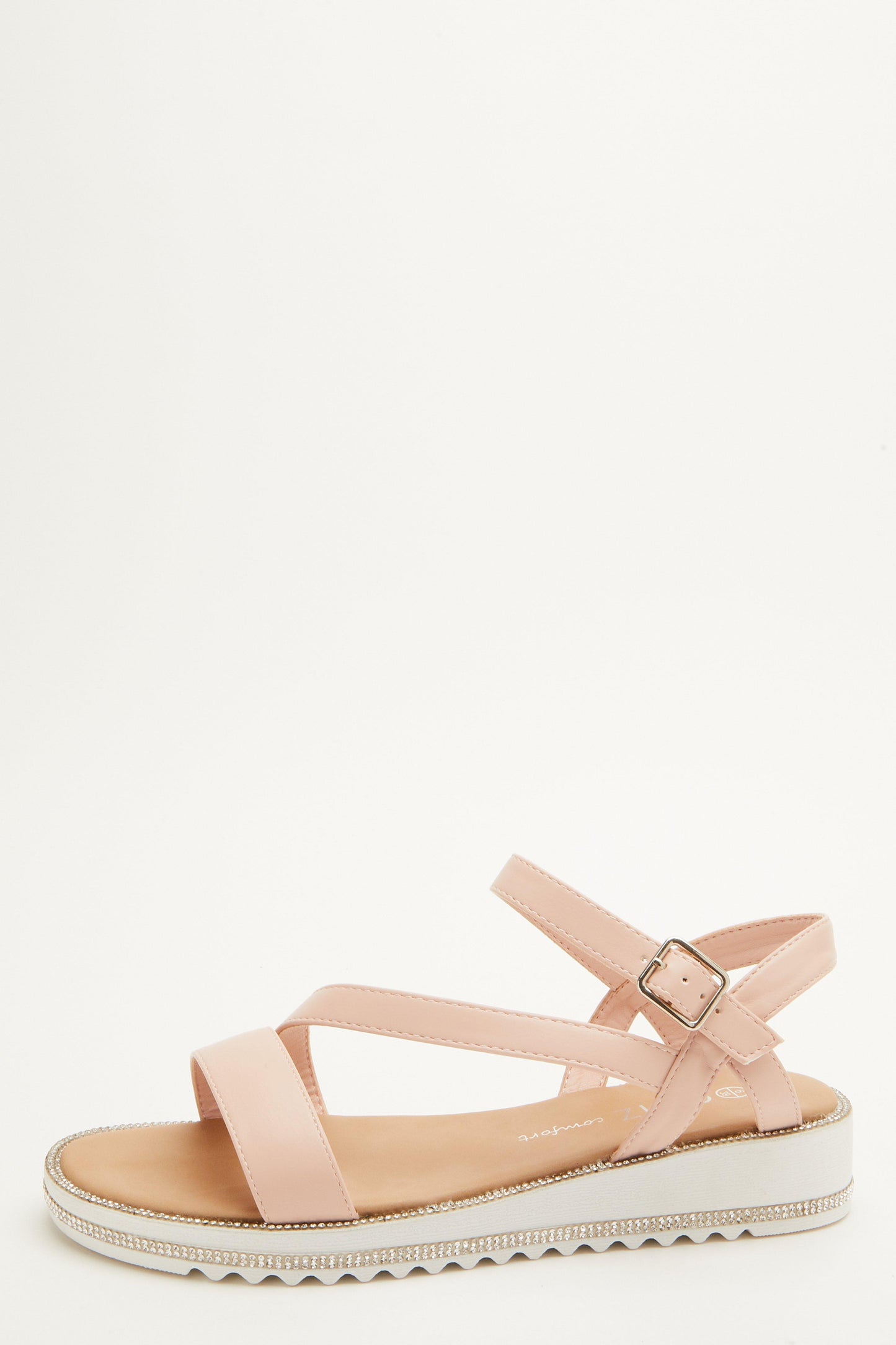 Pink Faux Leather Flatform Sandals