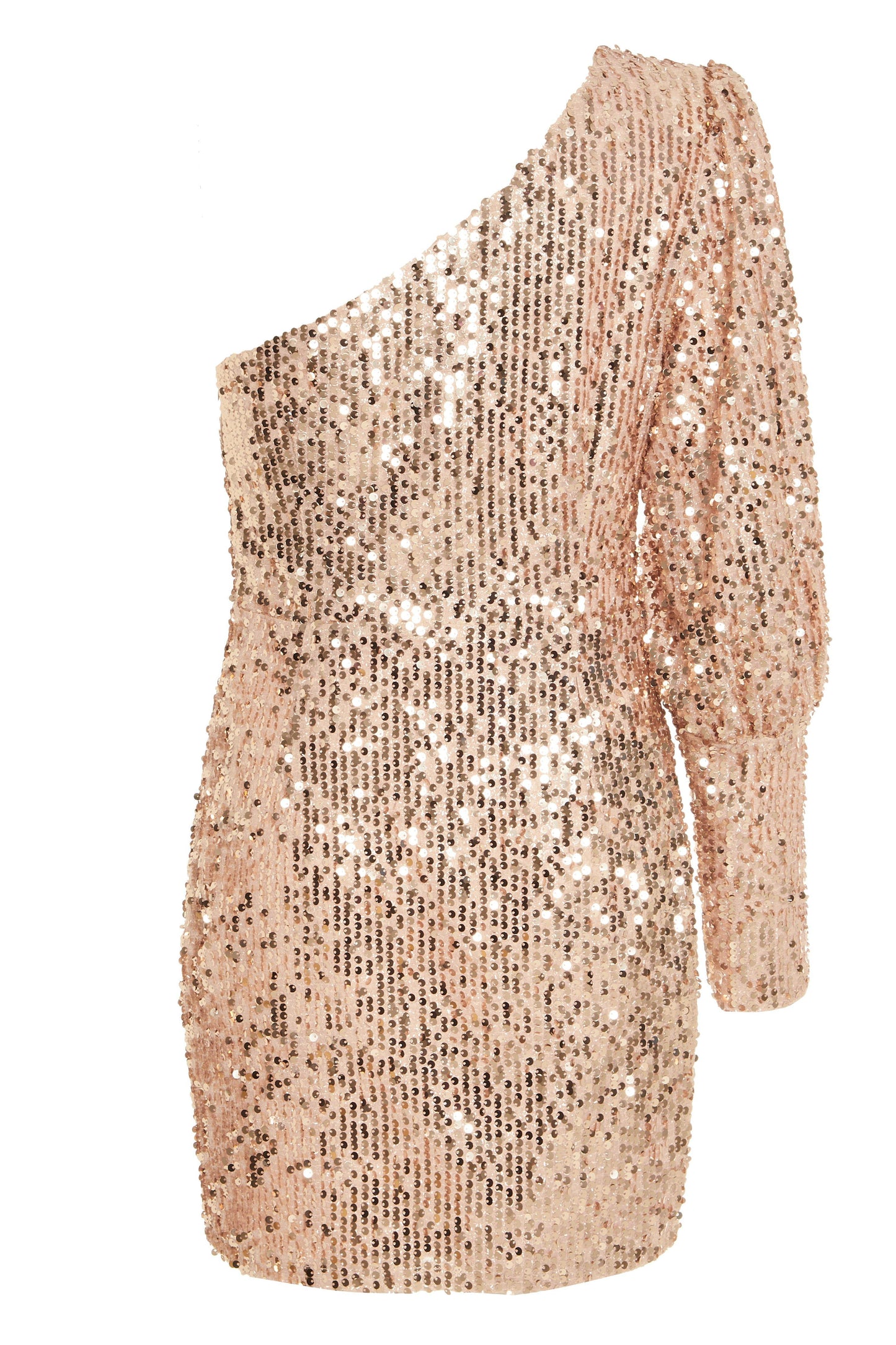 Champagne One Shoulder Sequin Dress