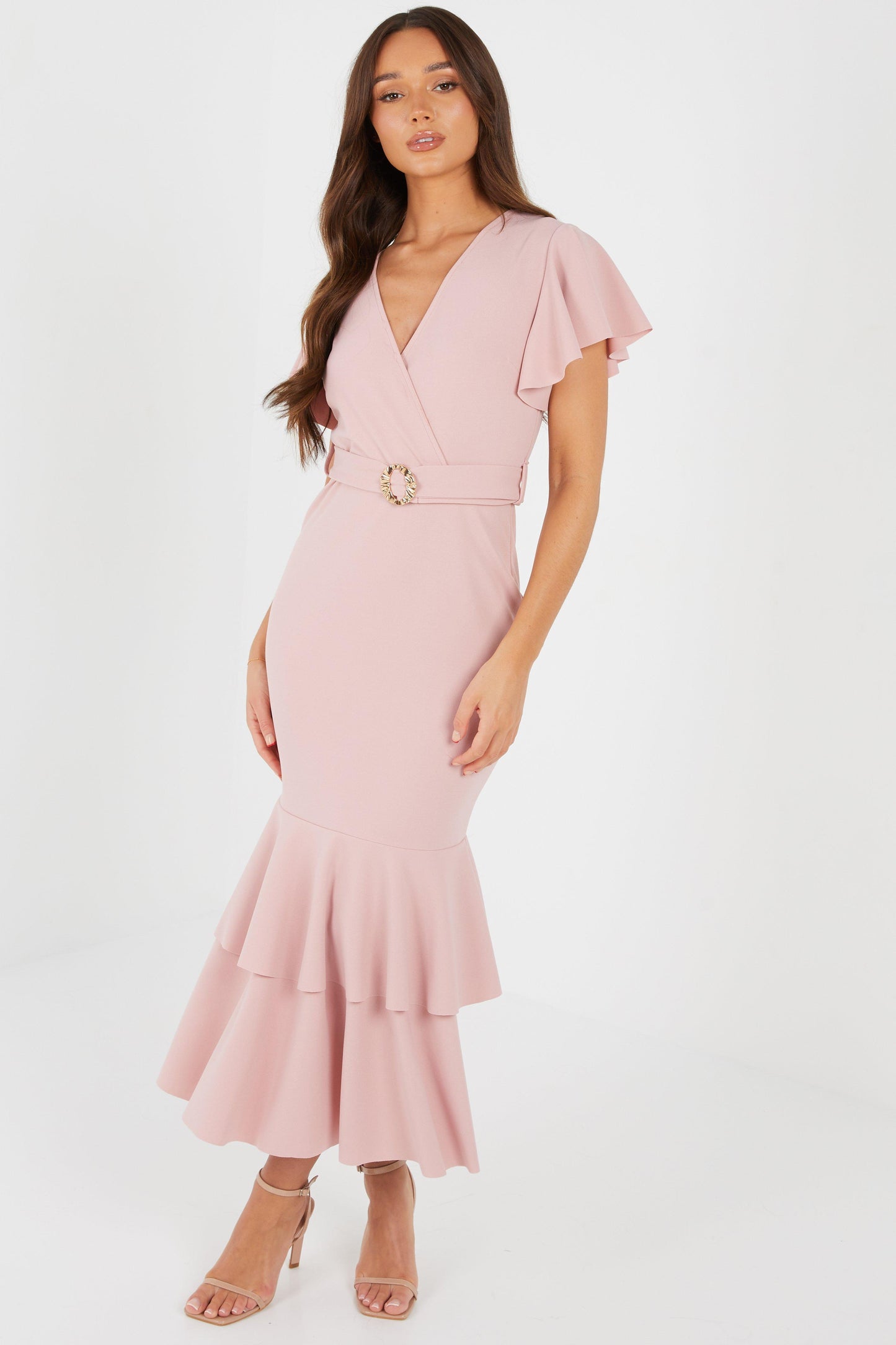 Frill Hem Midi Dress